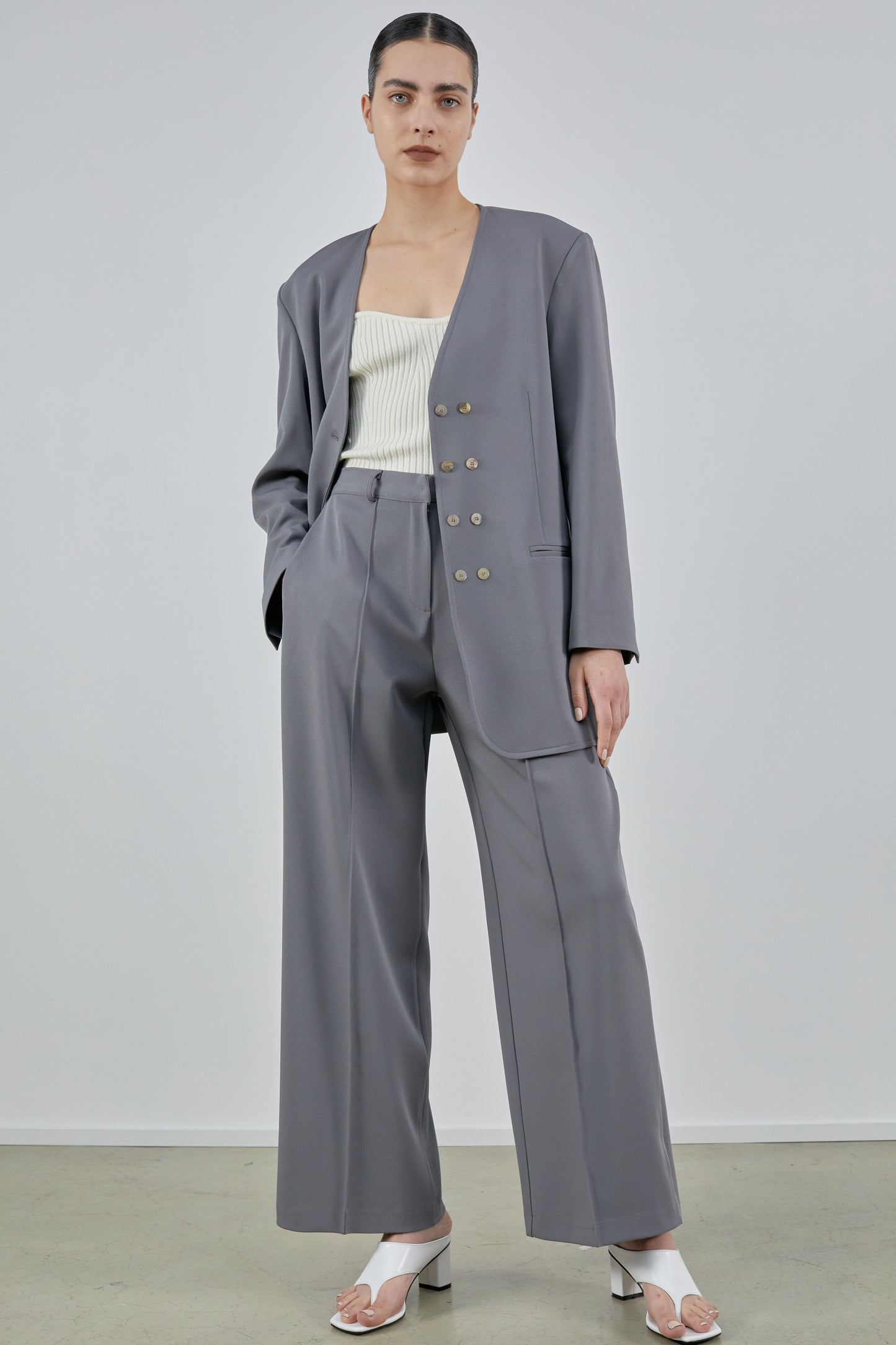 Suit Pants With Darts, Charcoal