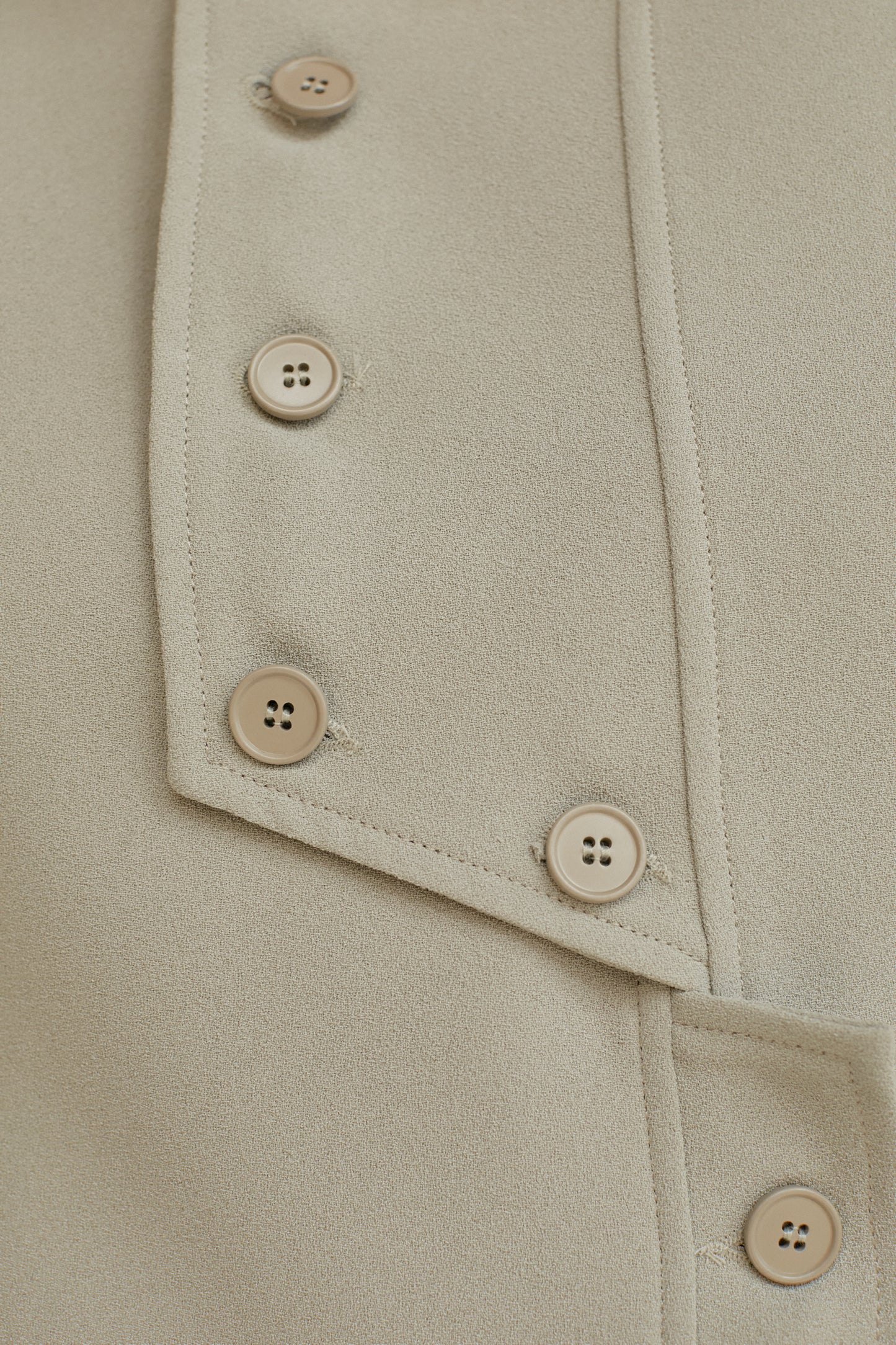 Asymmetric Button Top, Light Khaki