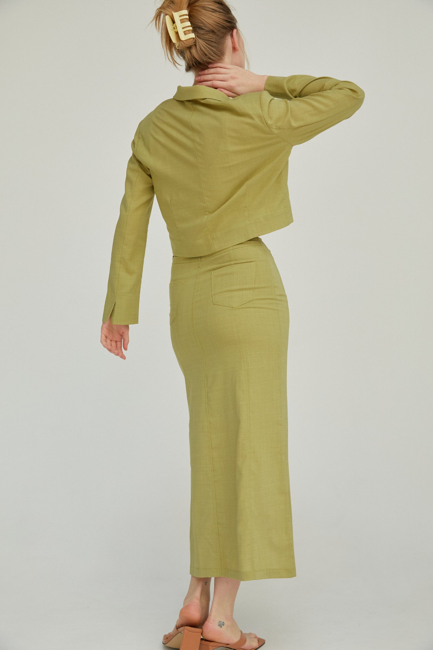 90's Inspired Midi Skirt, Olive Green