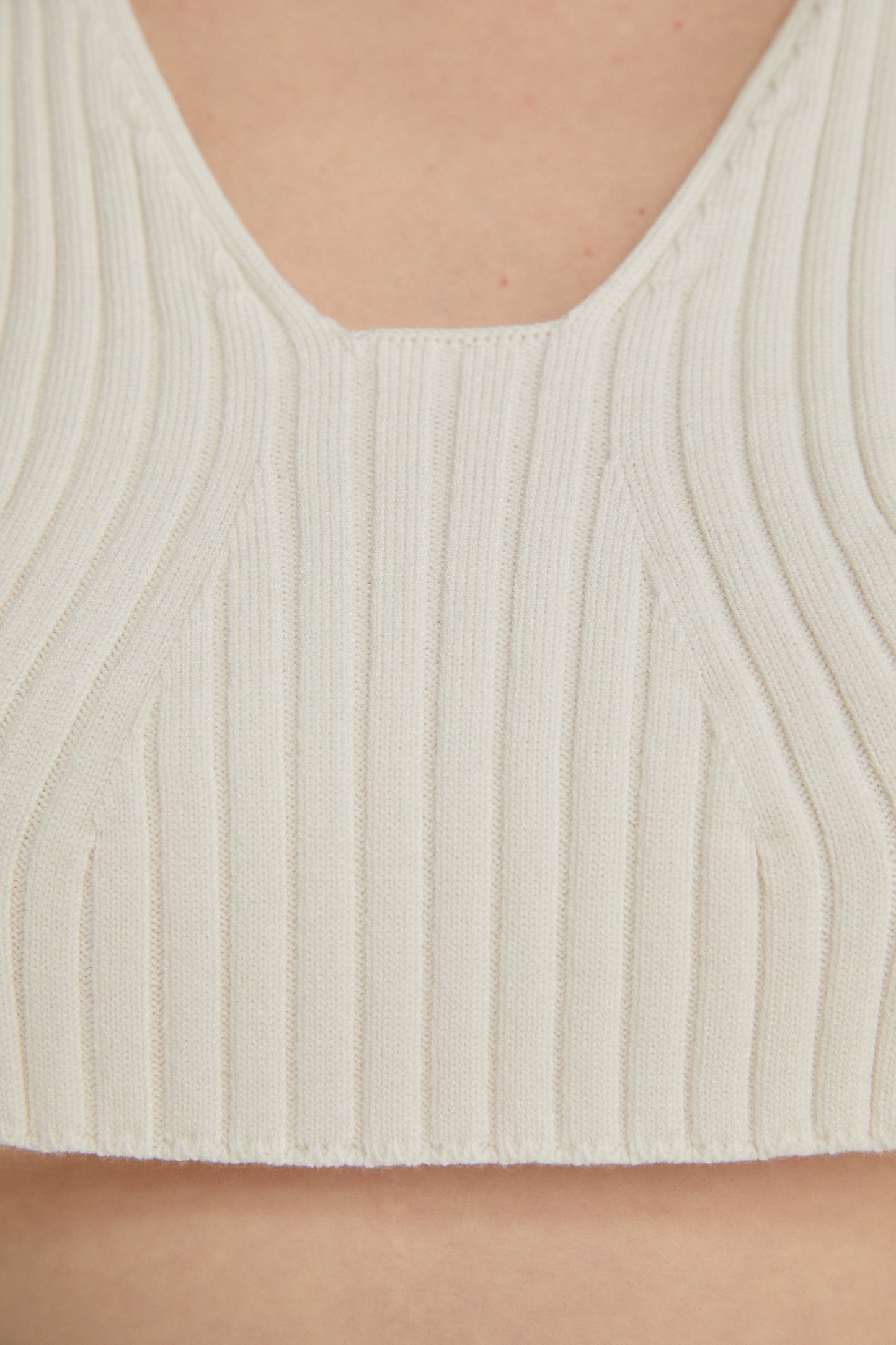 Stretch Ribbed Knit Tank Top, White