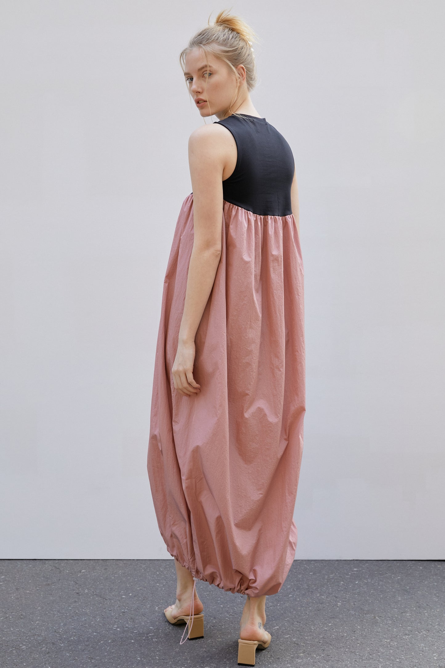 Voluminous Drawstring Dress, Pink