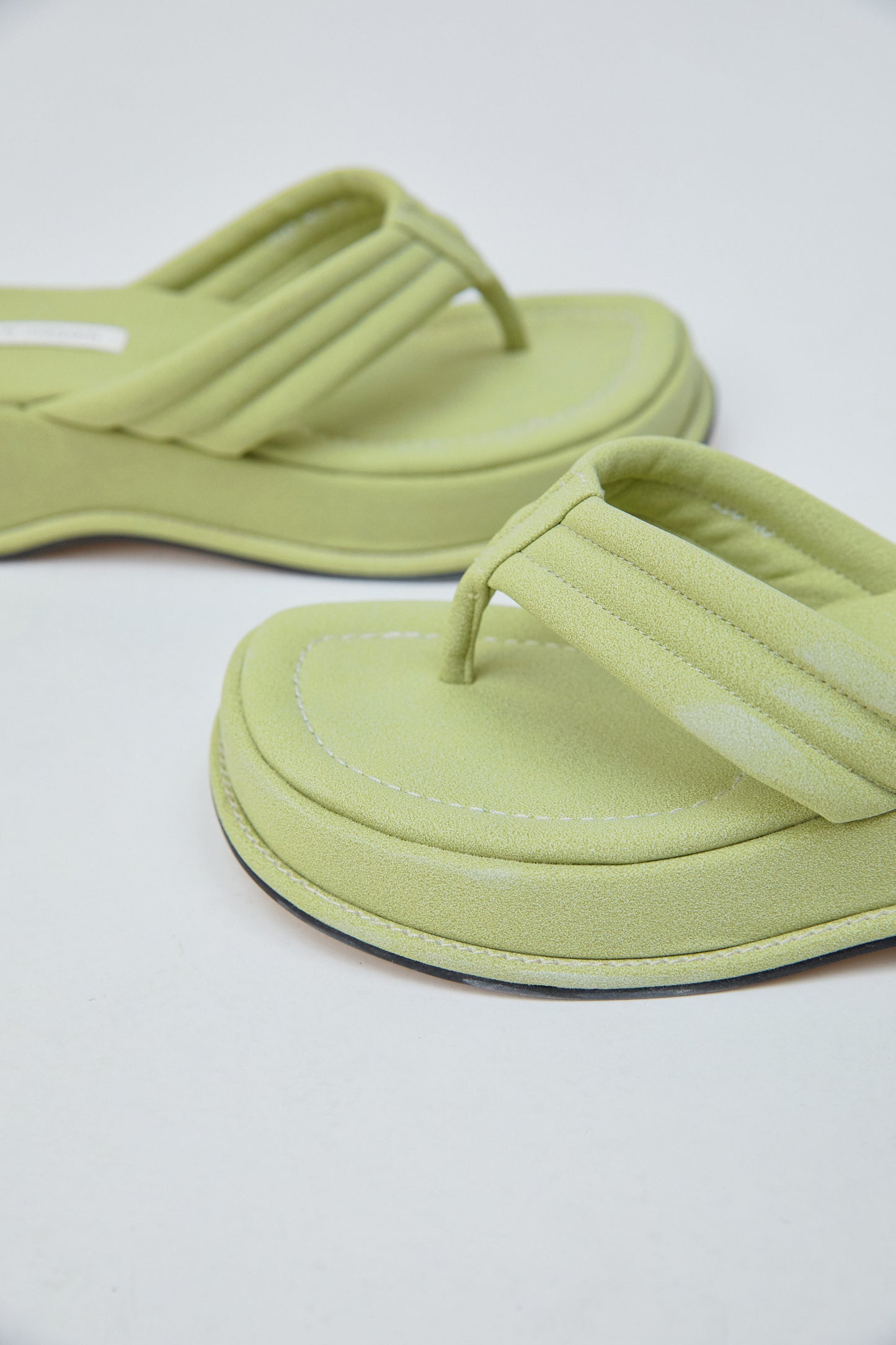 Quilted Platform Thong Sandals, Lime