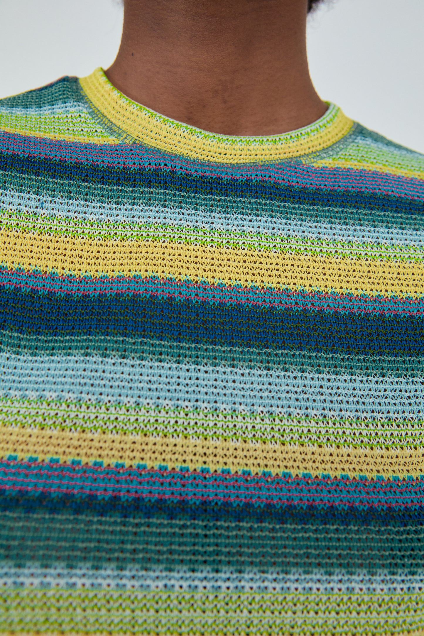Crocheted Summer Knit Top, Multi Green
