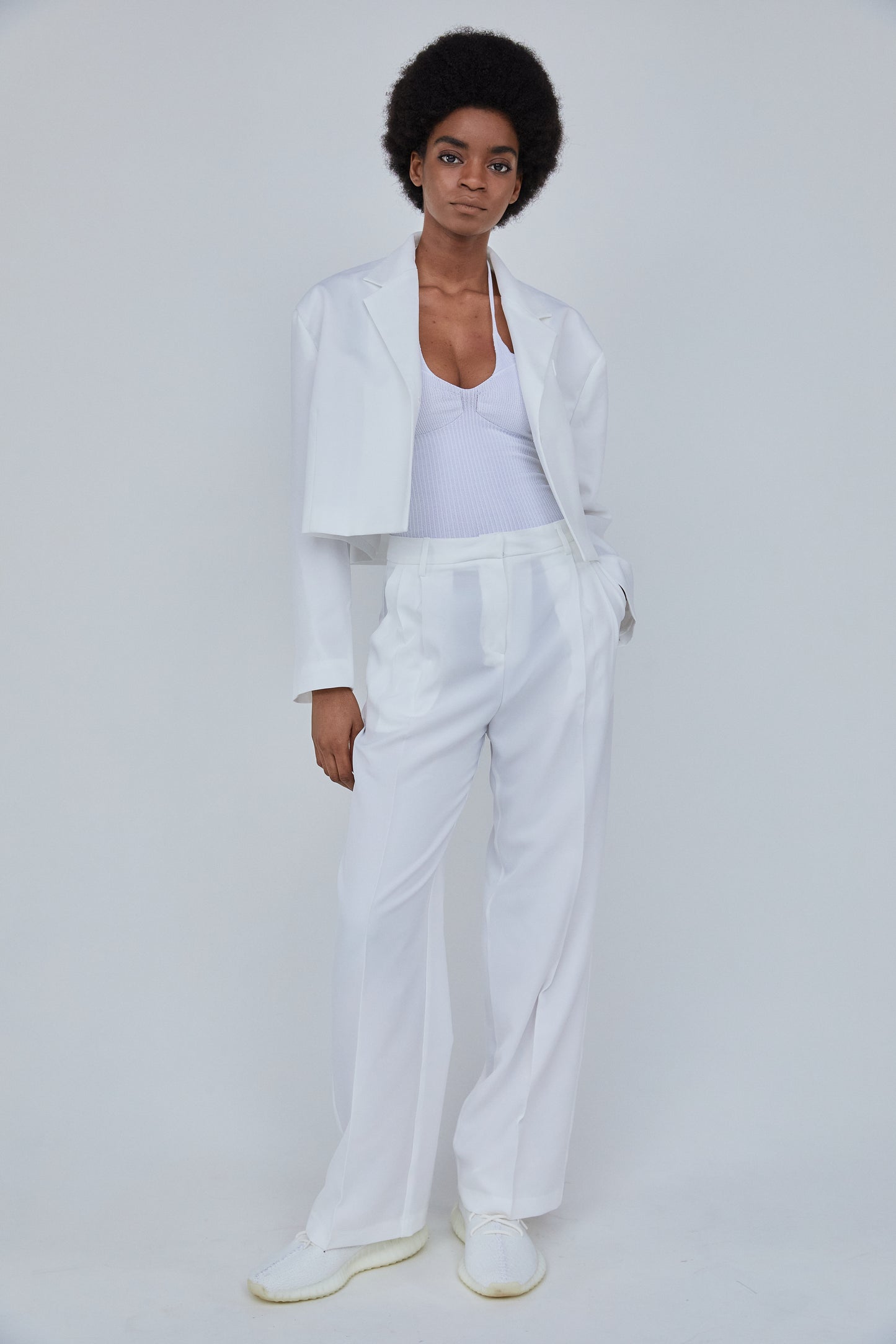 Cropped blazer off white Clearance