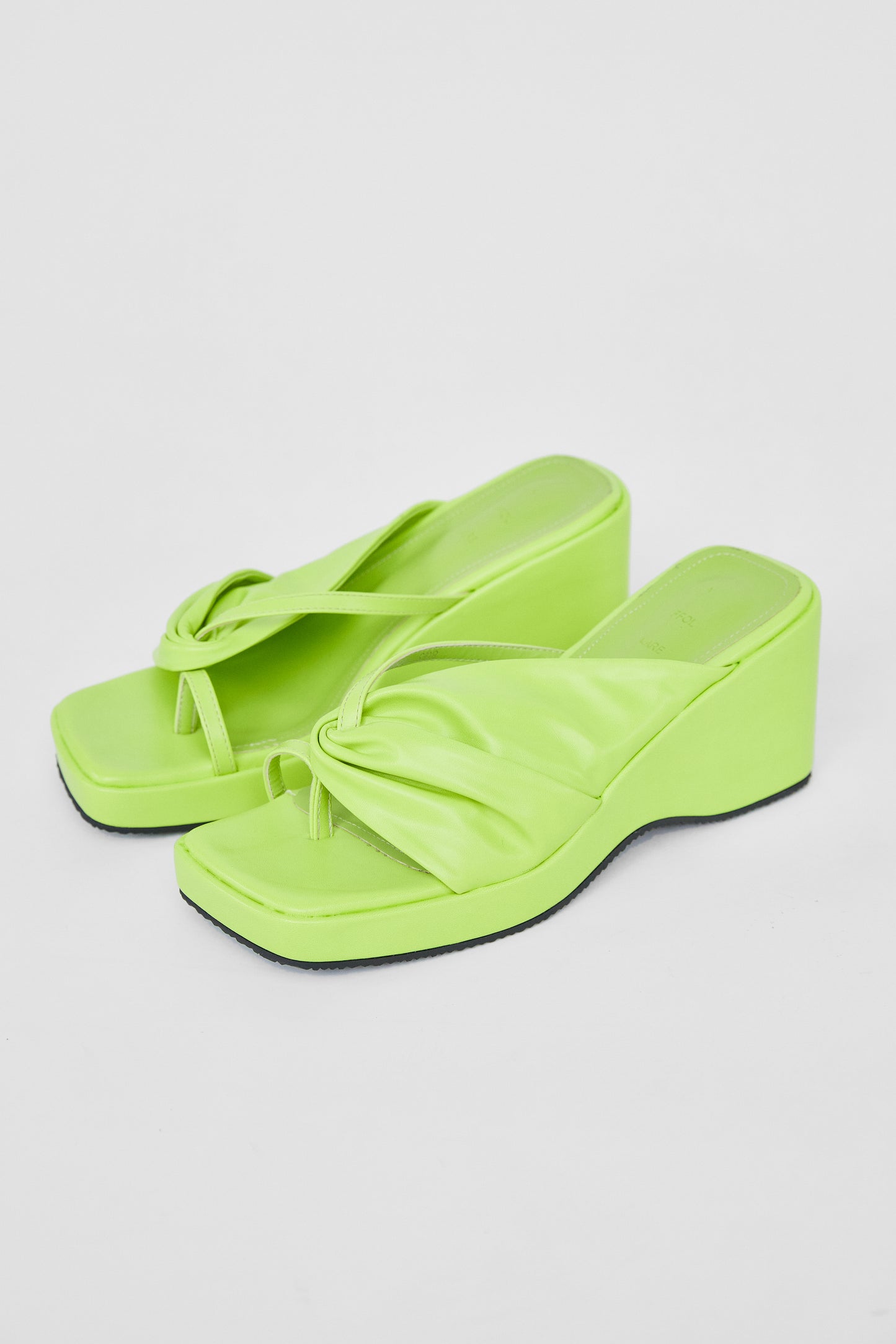 Ruched Wedge Mules, Cactus