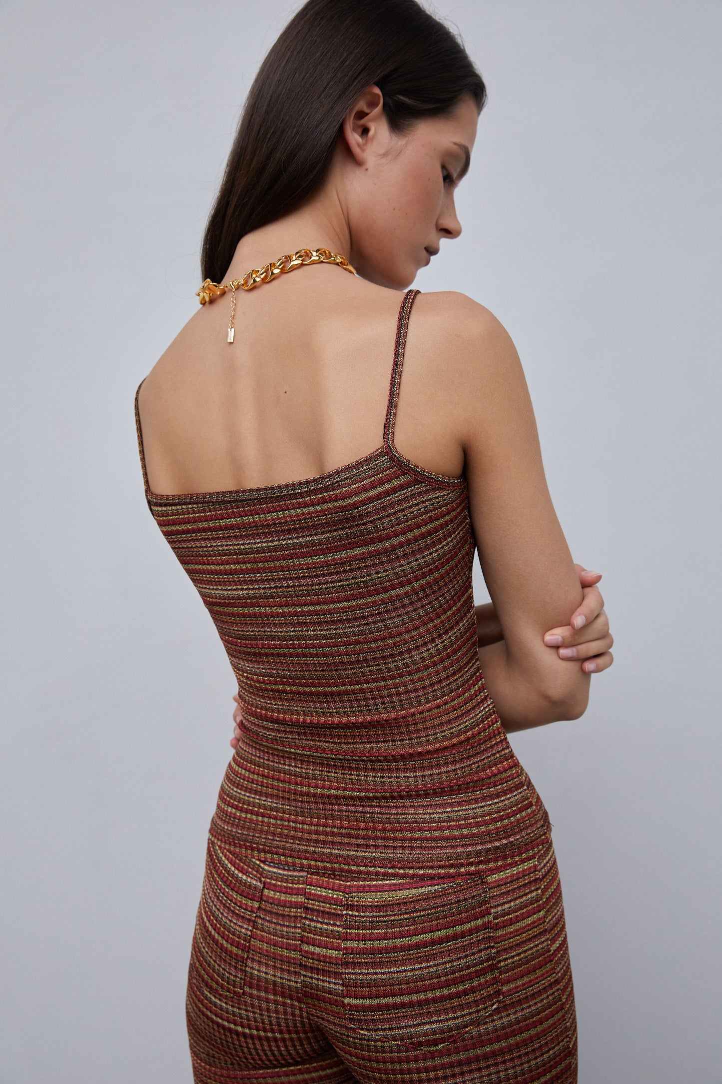 Multi-Color Knitted Tank Top, Burgundy
