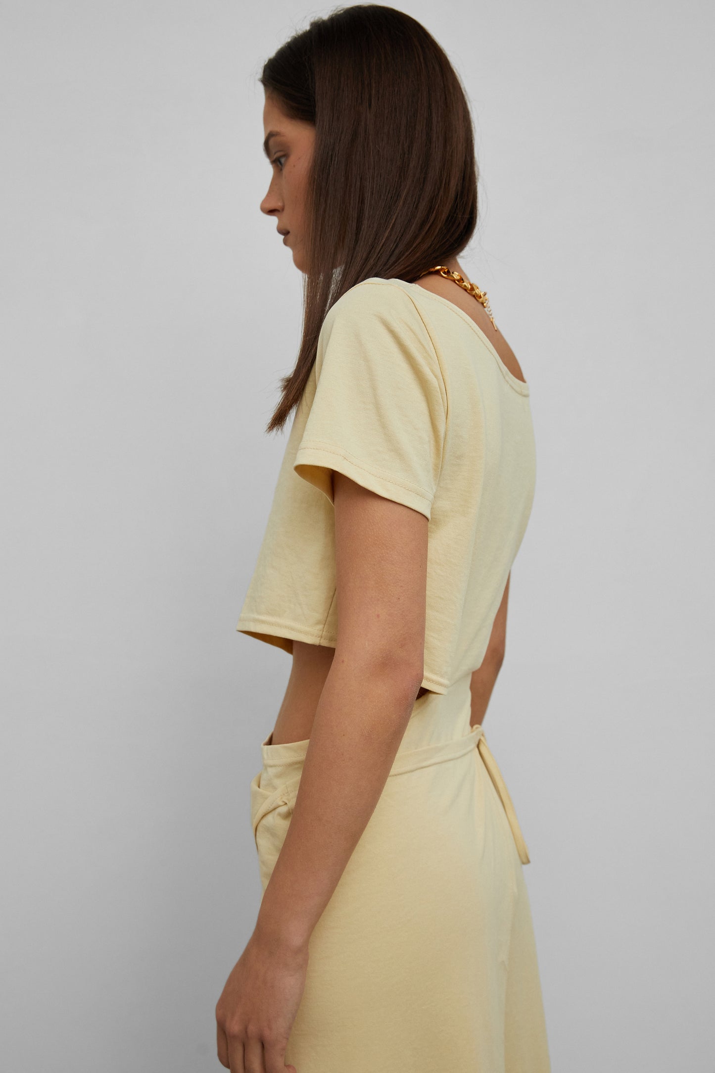 Double-layer Fold Up Dress, Light Yellow