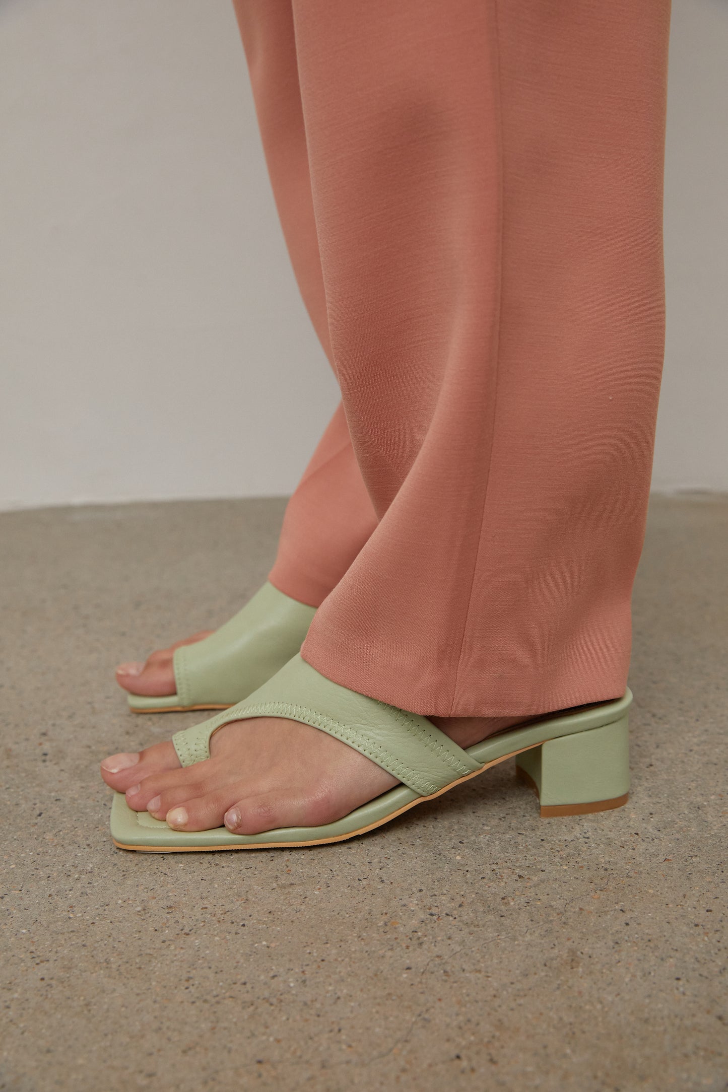 Asymmetrical Toe Loop Sandals, Mint