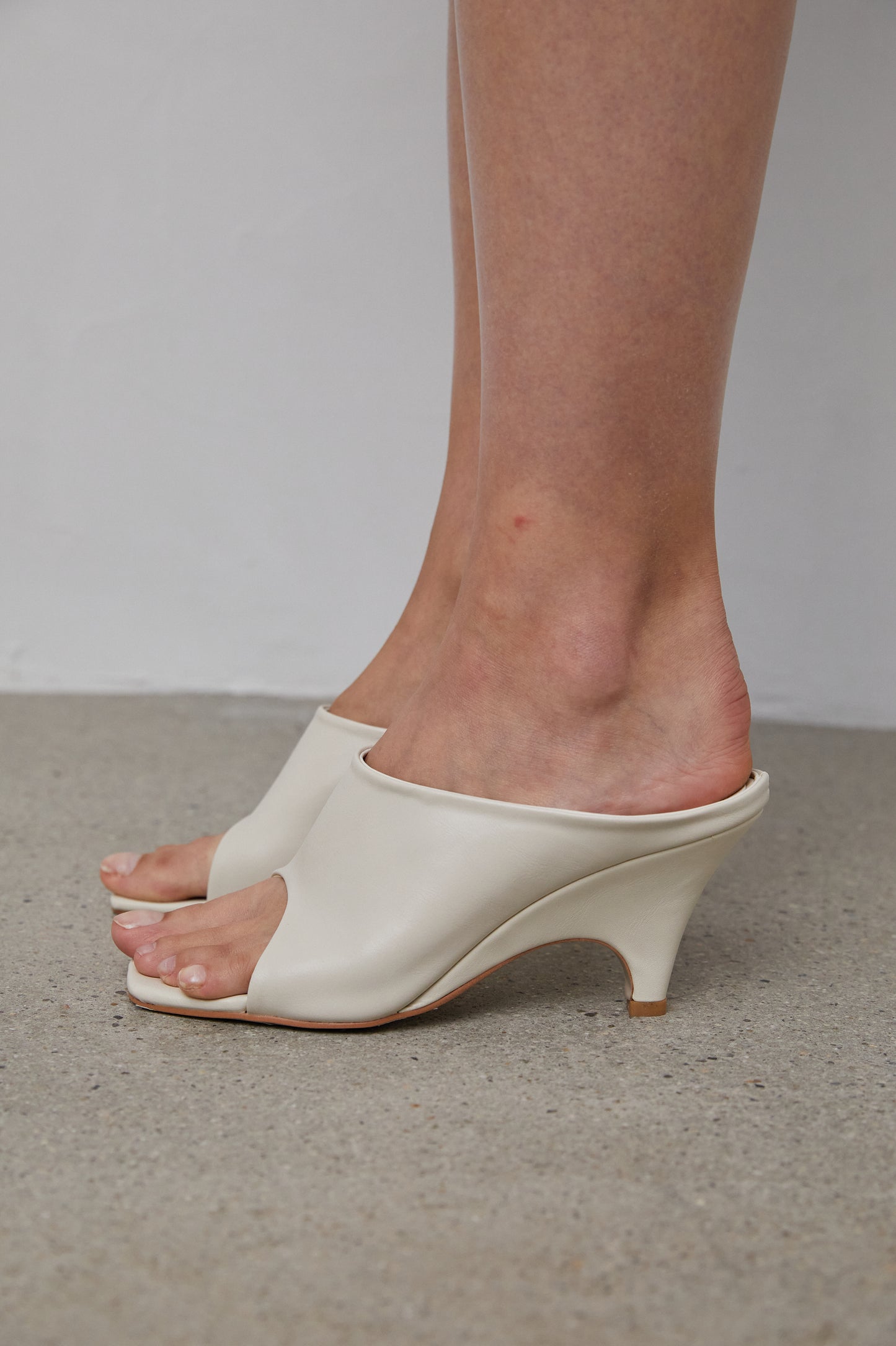 Slide Wedge Heels, Ivory