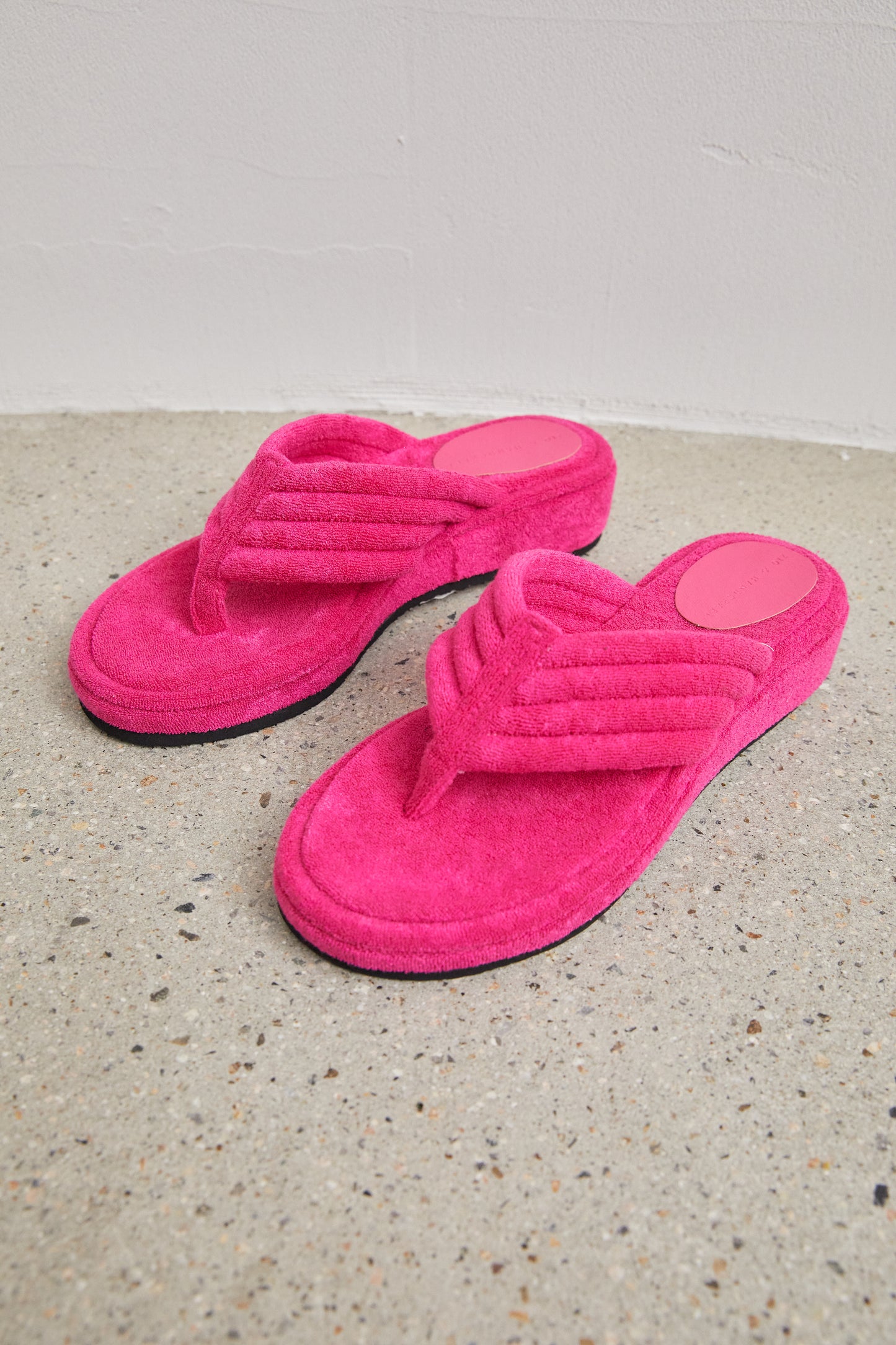 Terry Cloth Fleece Sandals, Fuchsia Pink
