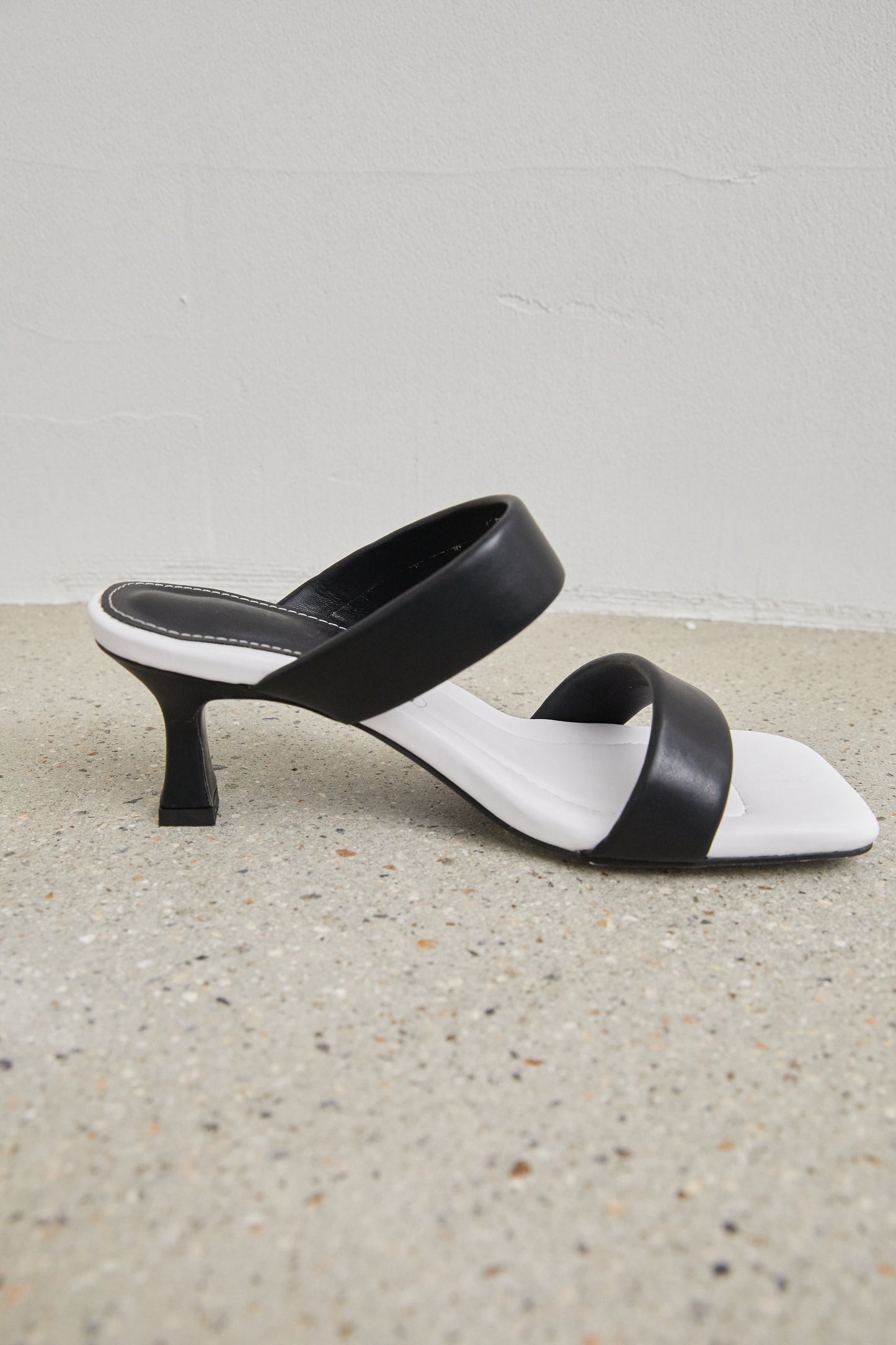 Two Tone Double Strap Sandals, Black & White