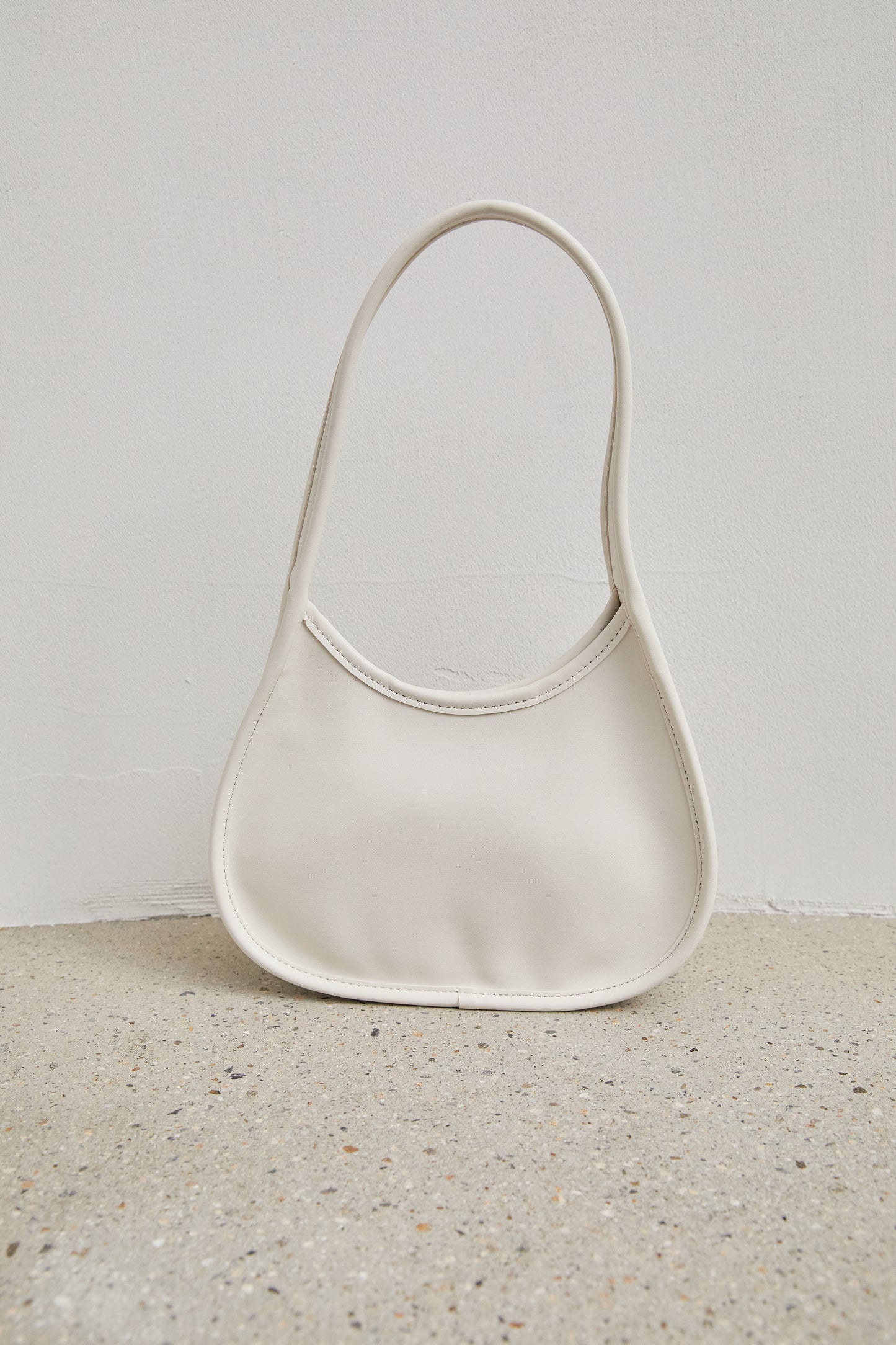 Slim Curved Shoulder Bag, Ivory