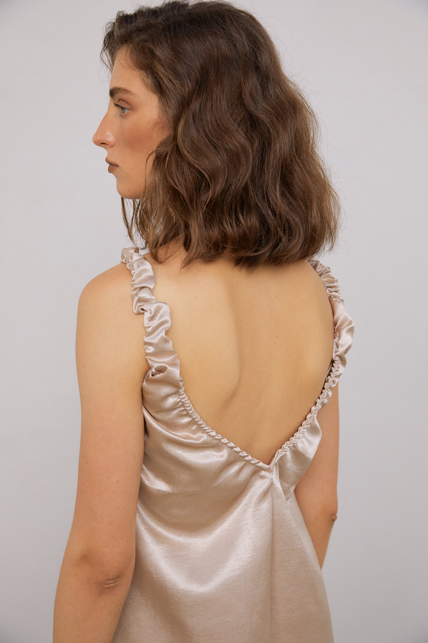 OPEN BACK SATIN EFFECT SLIP DRESS