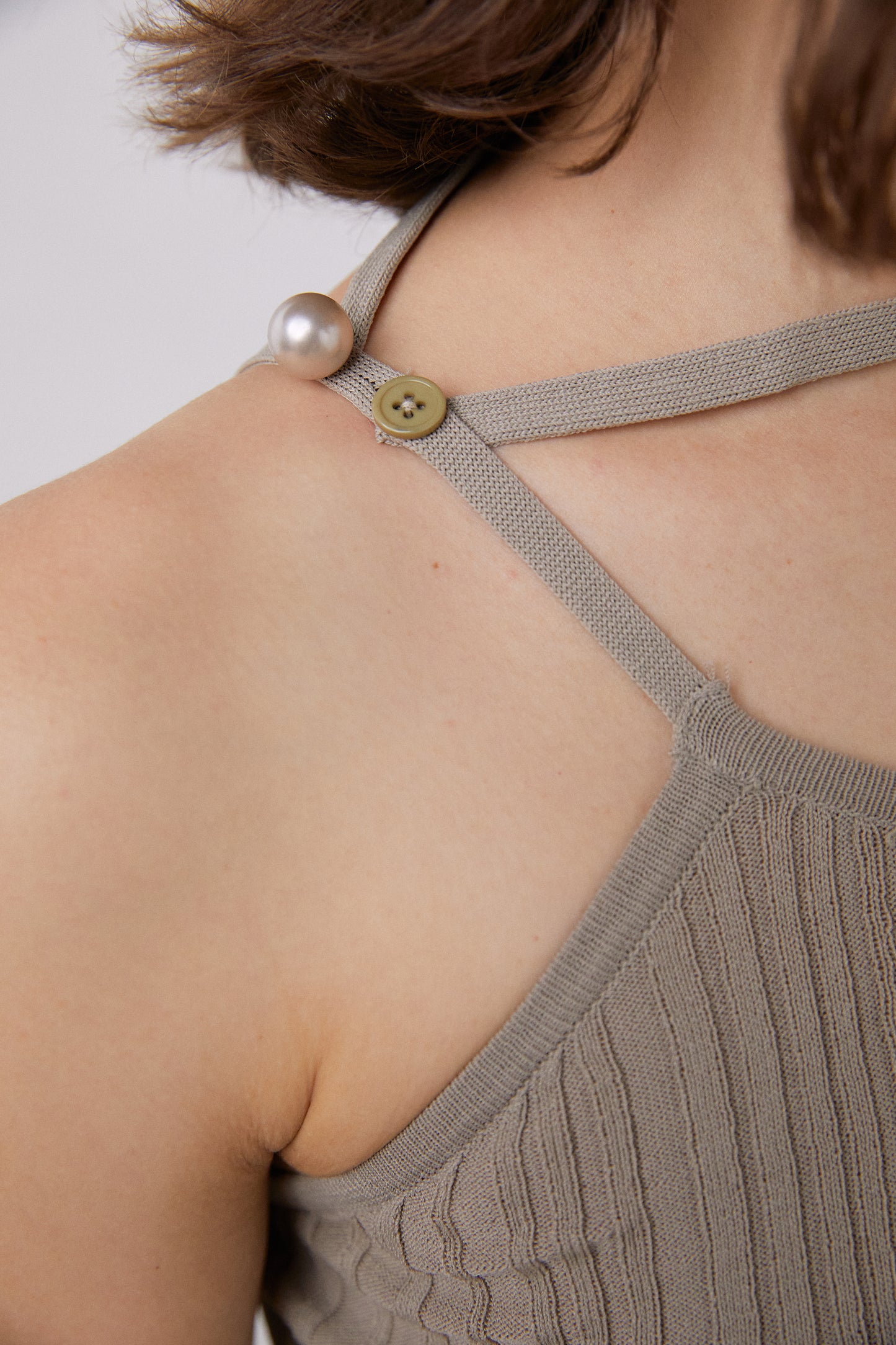 Asymmetrical Stretchy Knit Top, Olive Grey