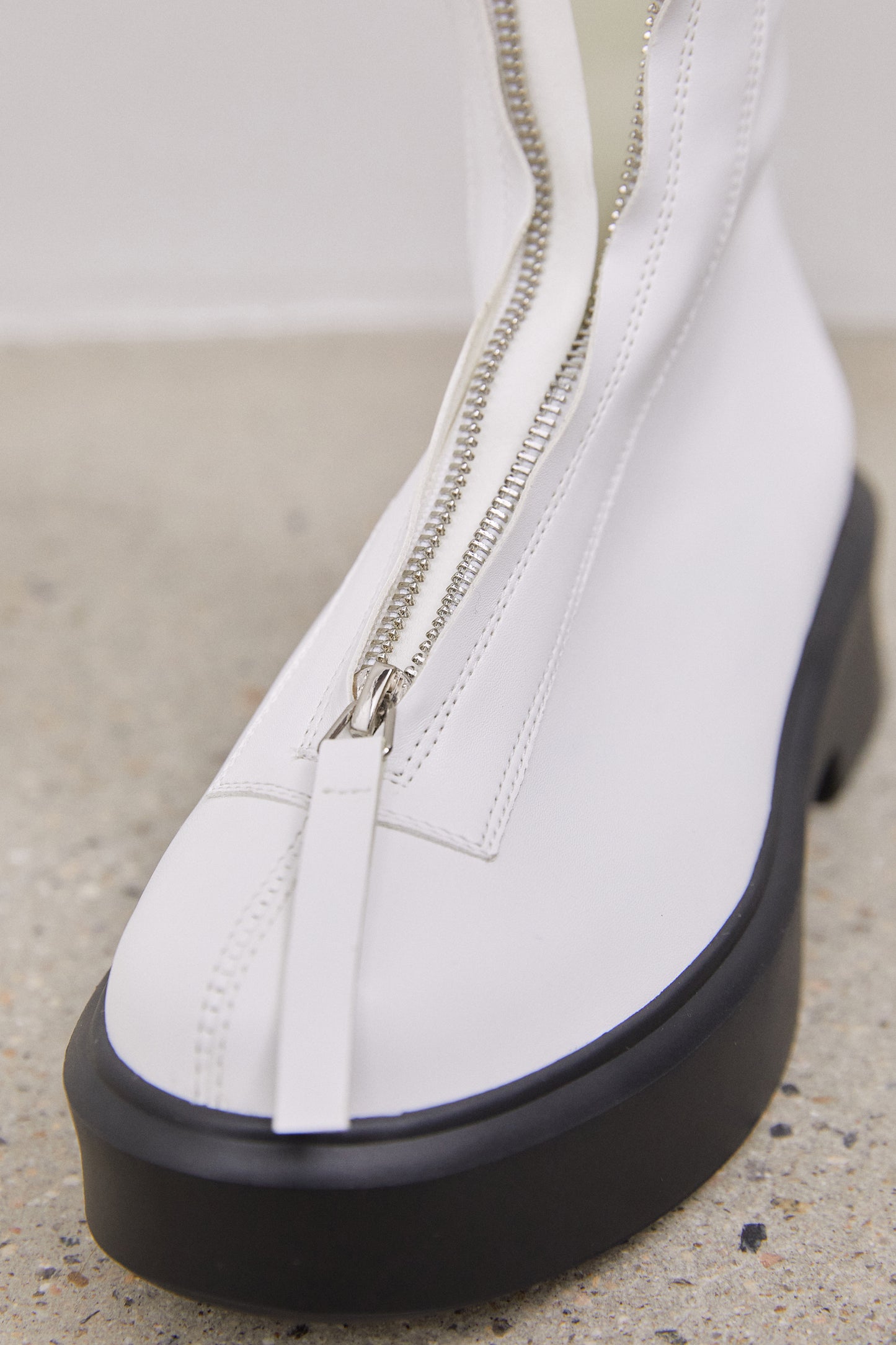 Vegan Leather High Zip-Front Ankle Boots, White