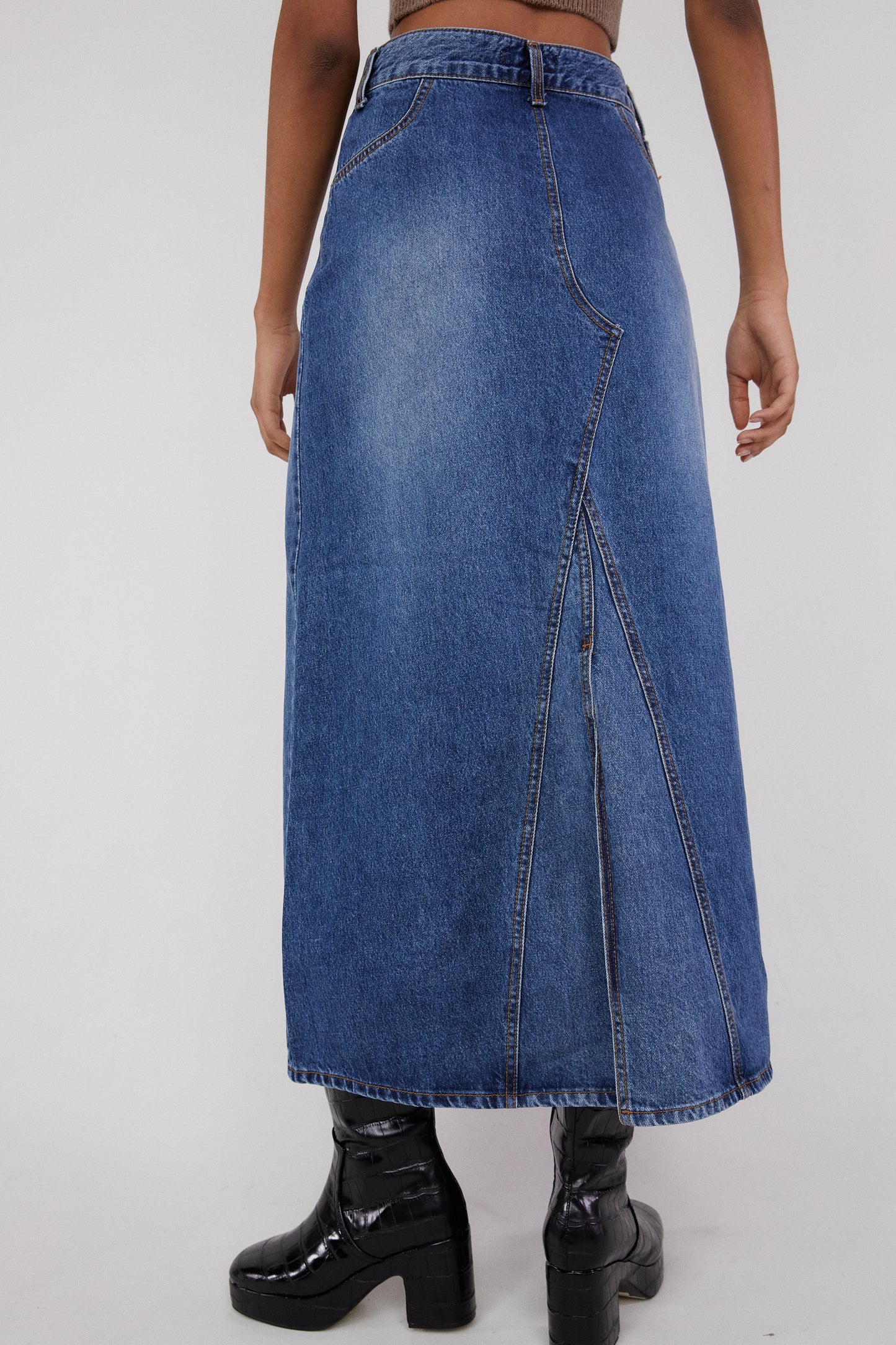 Denim Maxi Skirt, Dark Blue