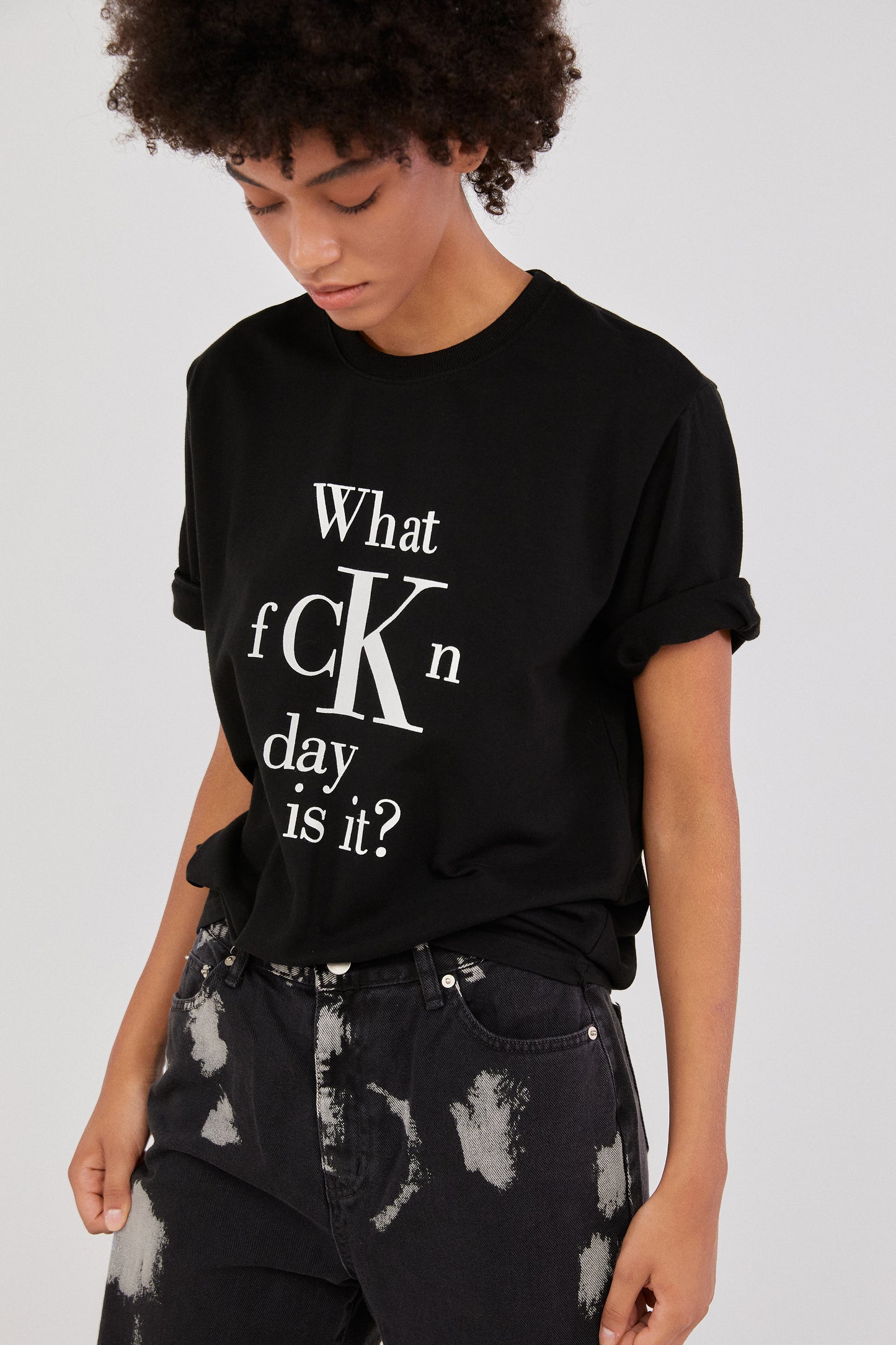 Lettering Graphic T-shirt, Black