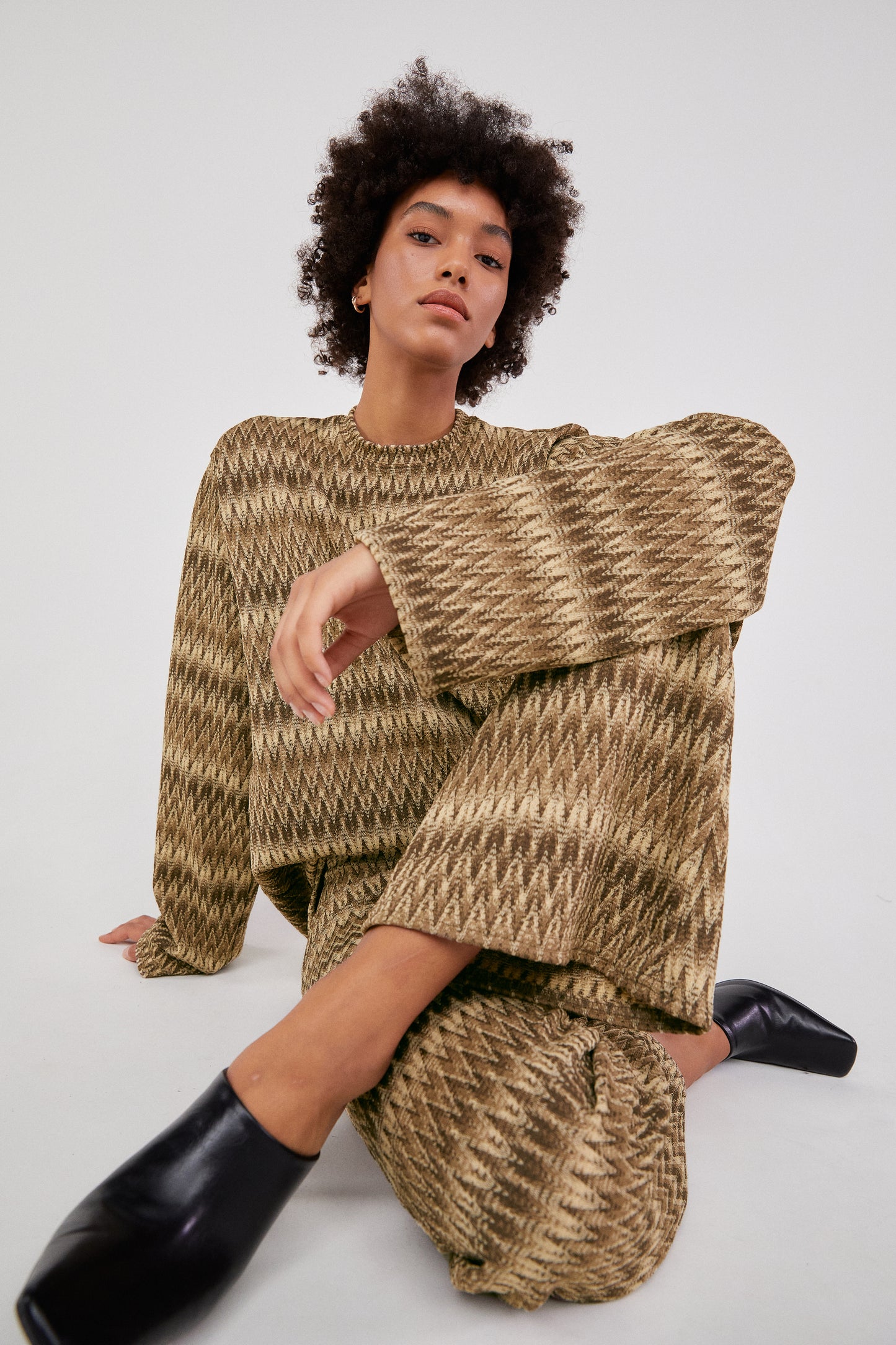 Multi-Color Oversized Knit Top, Tiramisu