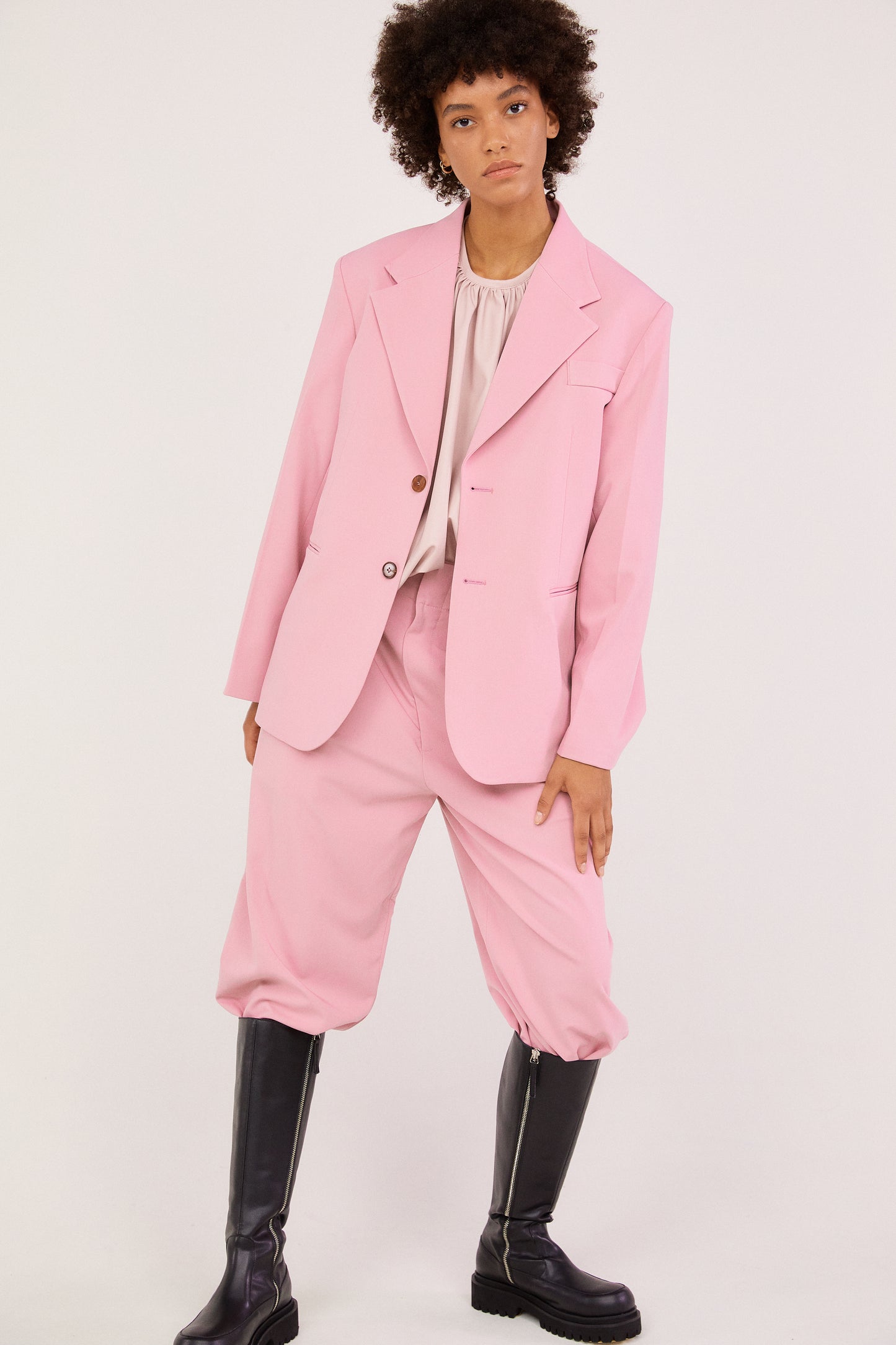Notch Lapel Suit Blazer, Pastel Pink