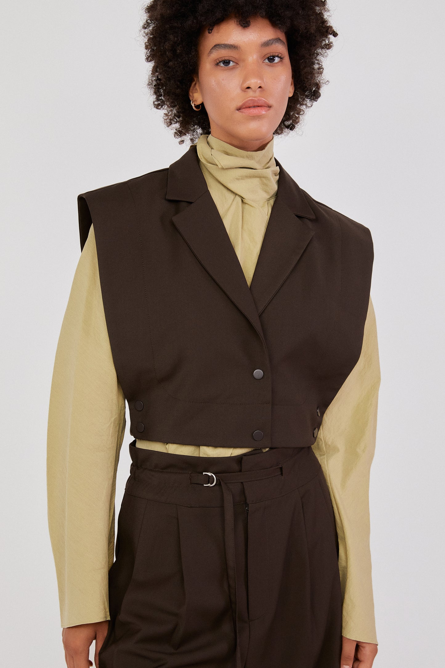 Boxy Cropped Vest, Chocolate Brown
