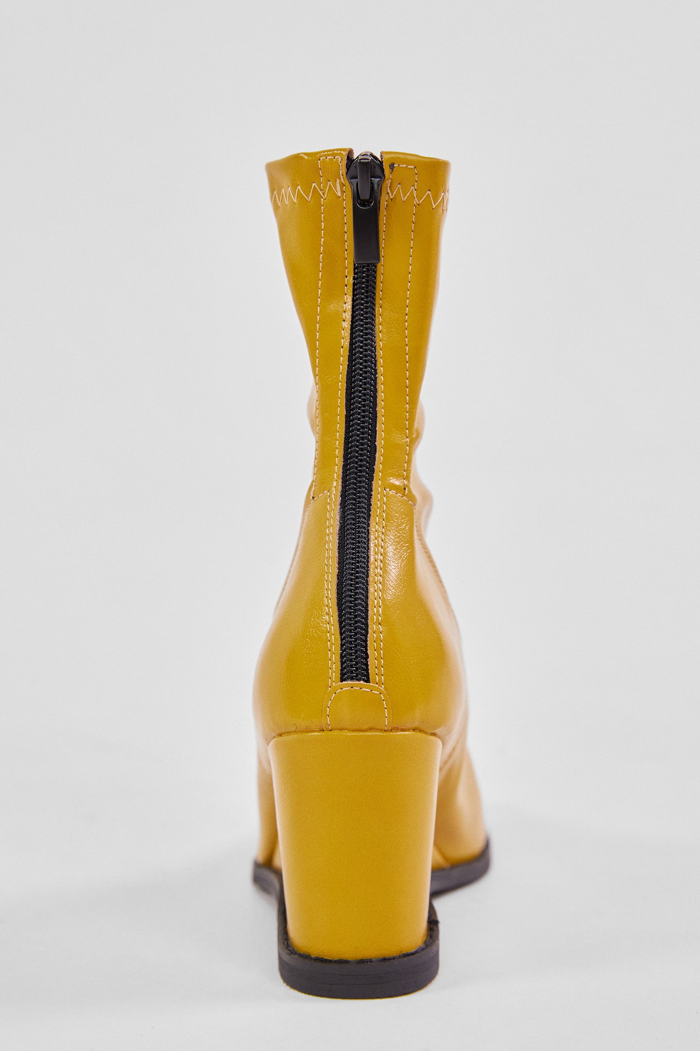 Pointed Toe Sock Wedge Heel, Mustard Yellow
