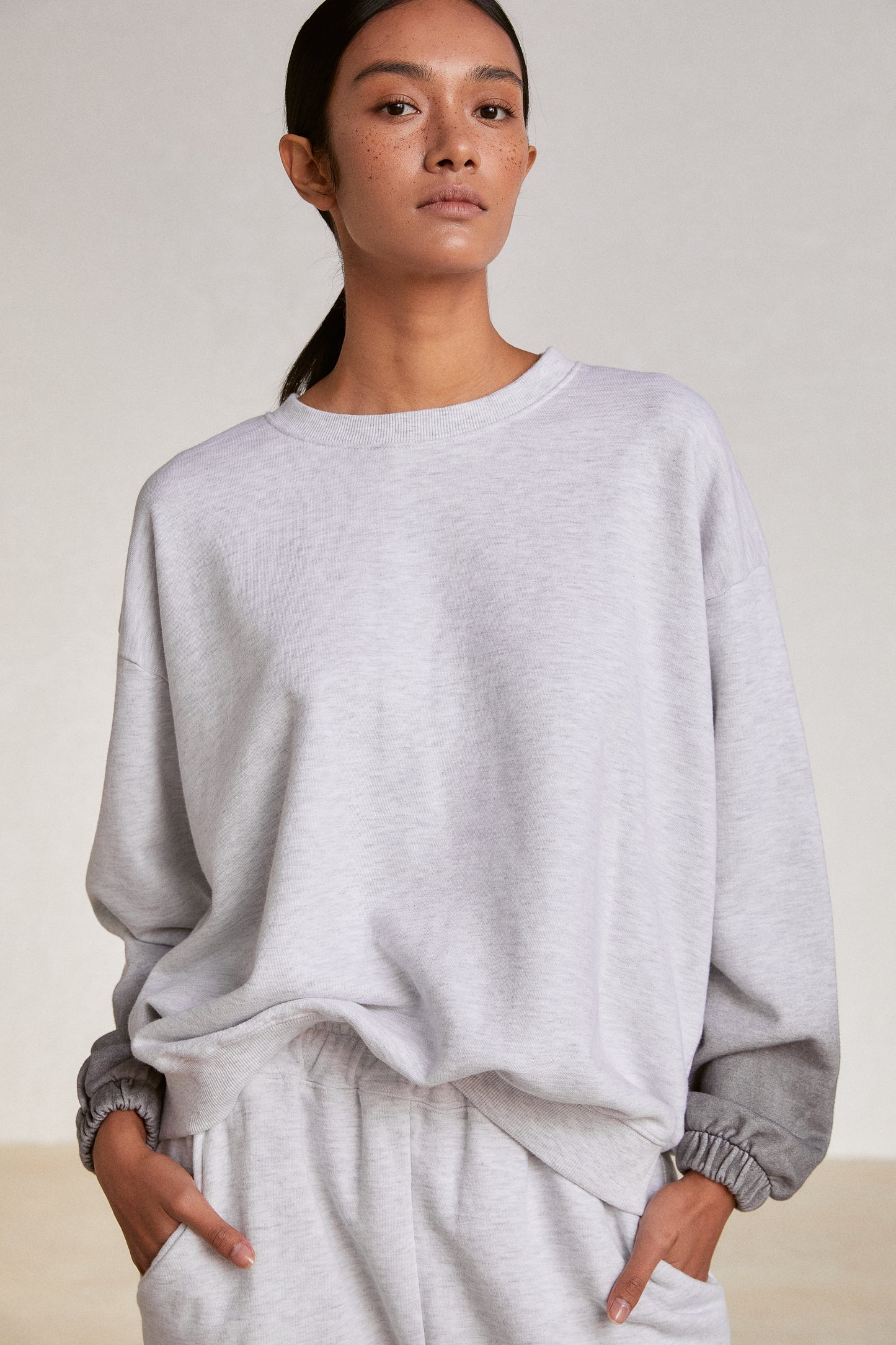 Oversized Ombre Sweatshirt, Light Grey