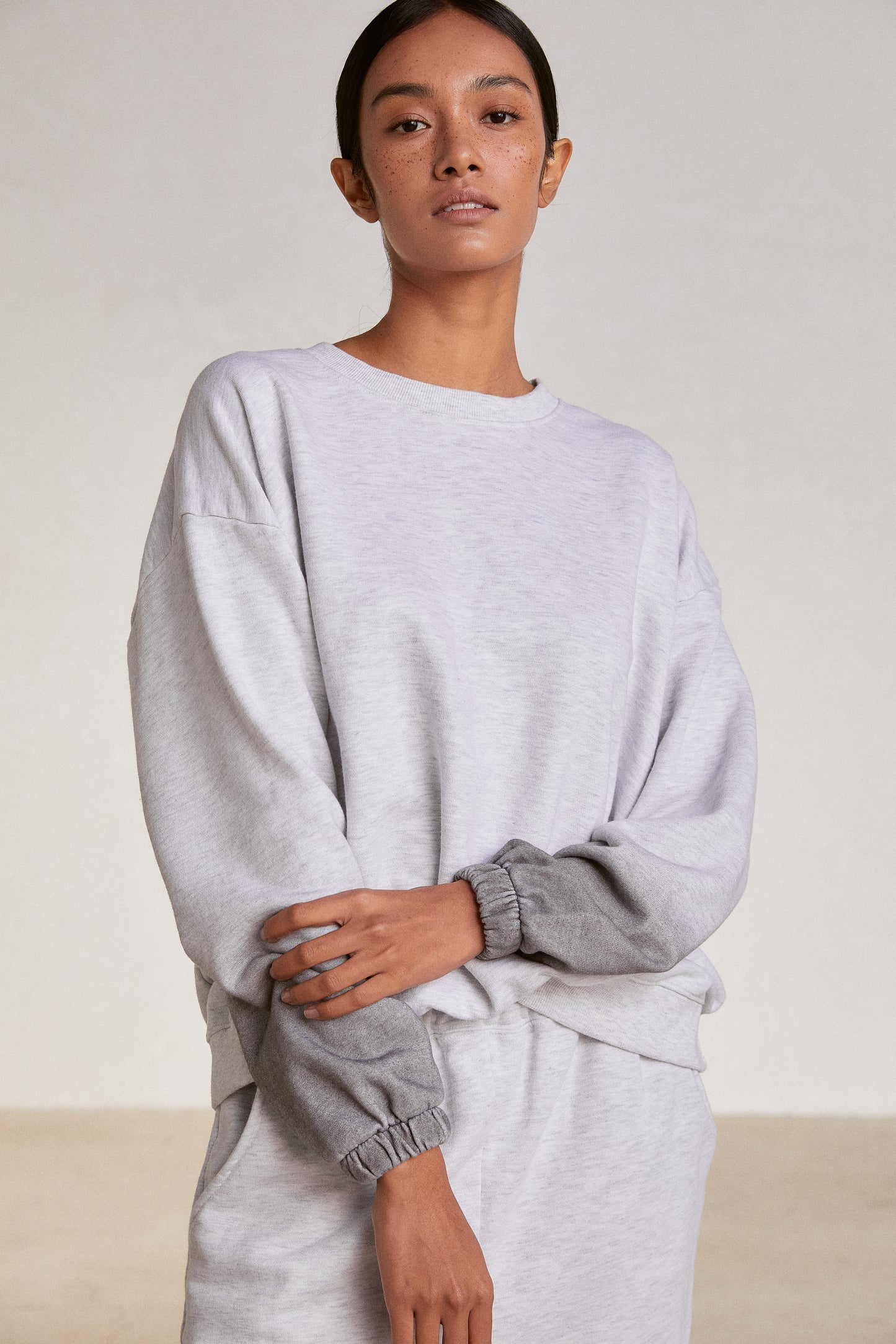 Oversized Ombre Sweatshirt, Light Grey
