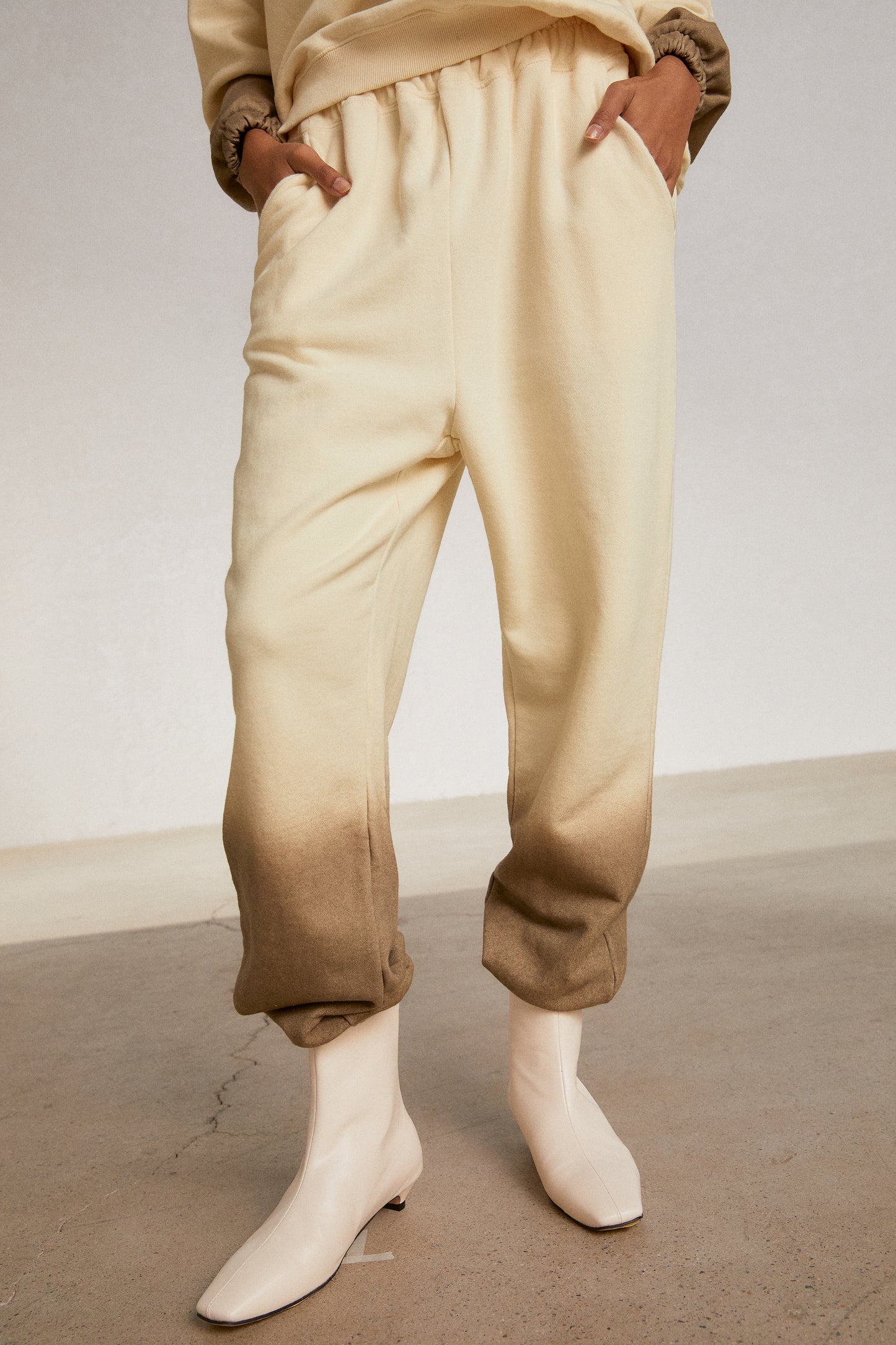Ombre Sweatpants, Cream Yellow