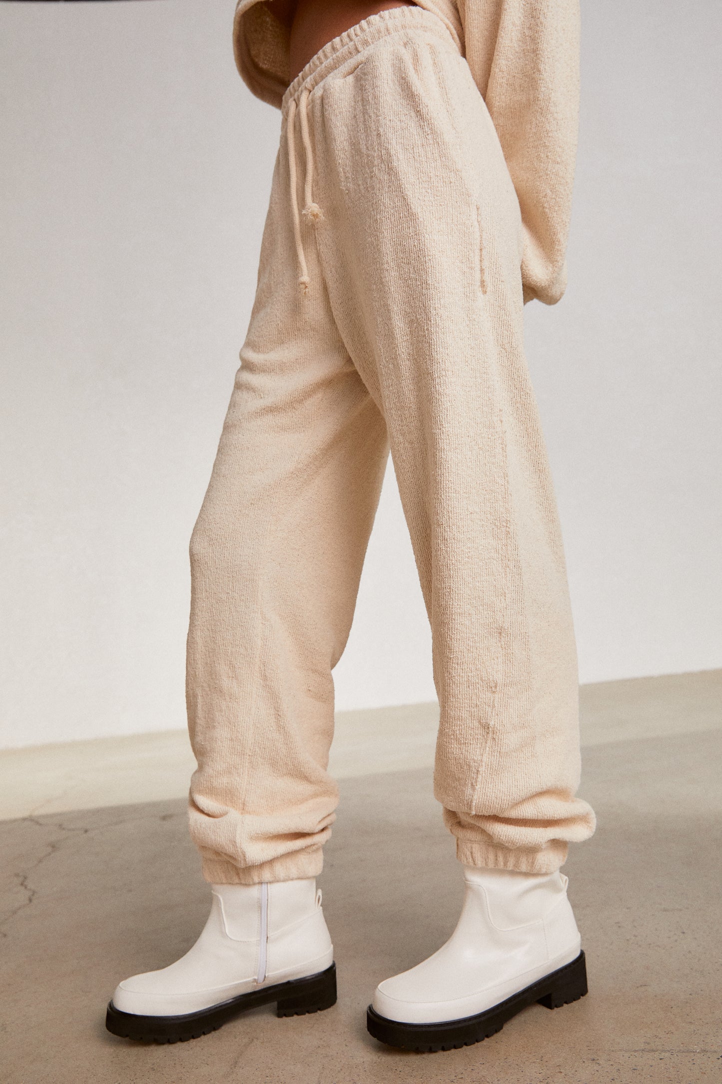 Terry Knit Sweatpants, Ivory