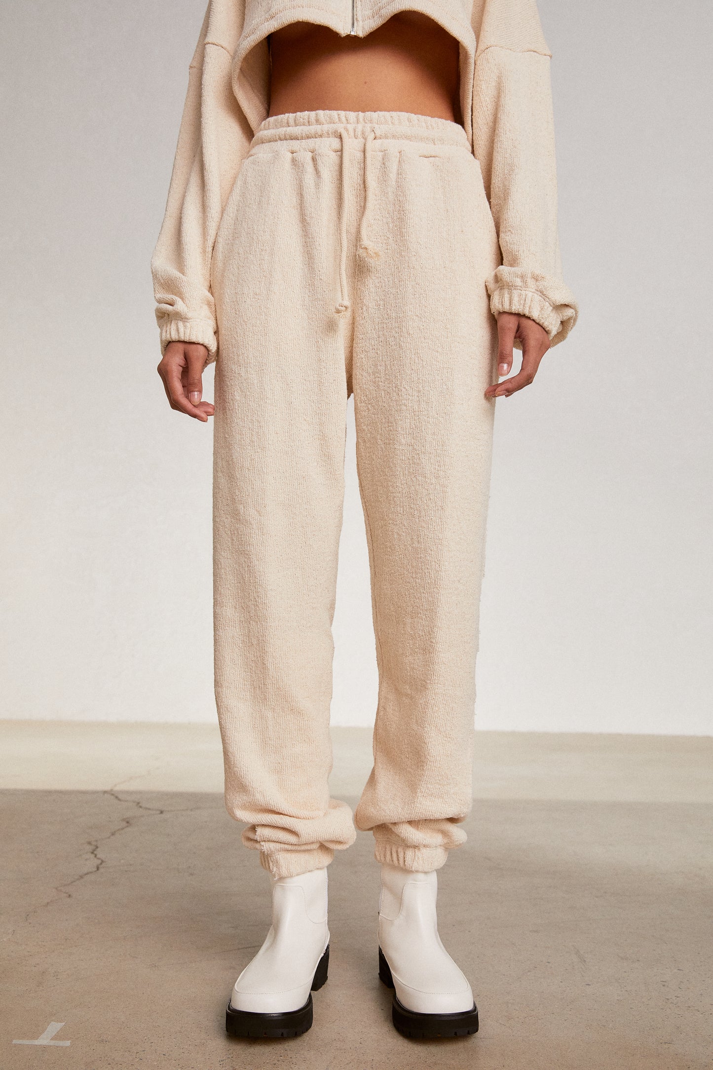 Terry Knit Sweatpants, Ivory