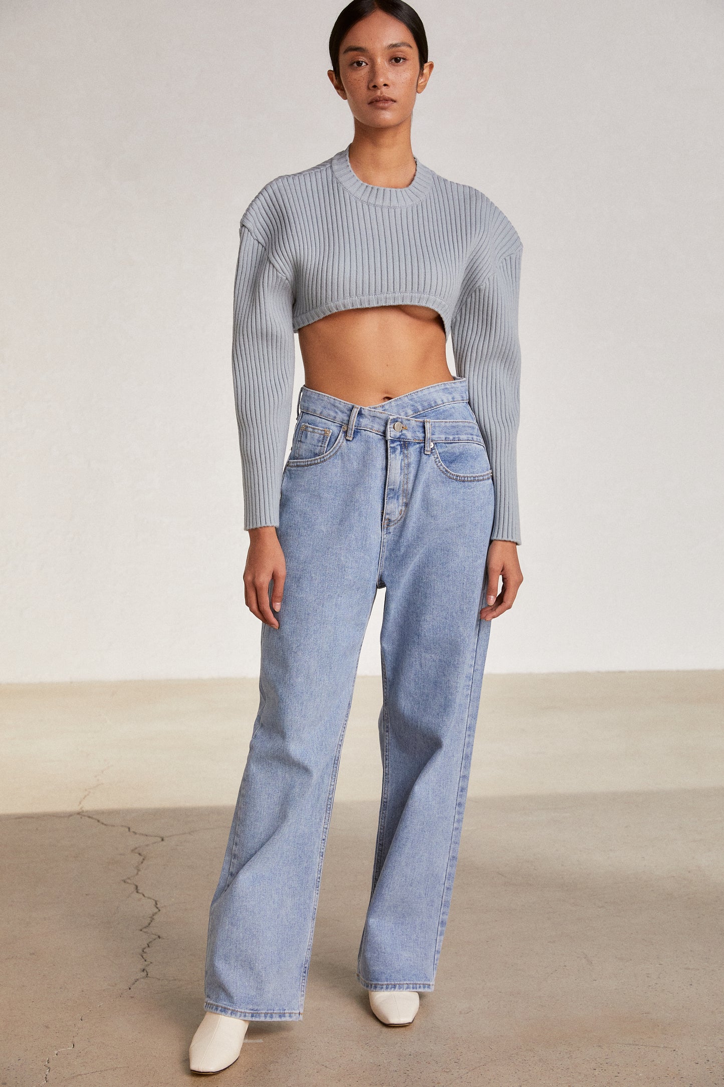 Crop Ribbed Knit, Baby Blue