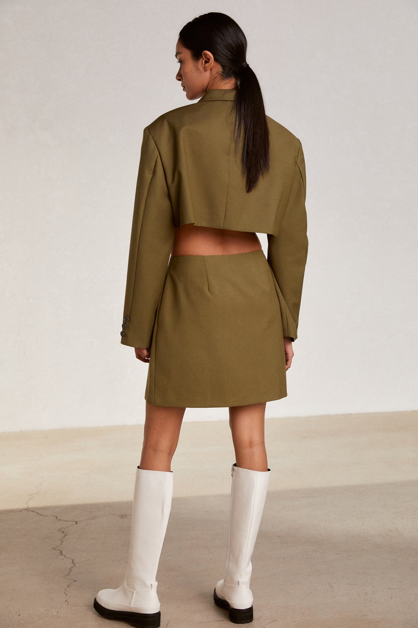 Tailored Short Skirt, Khaki Brown