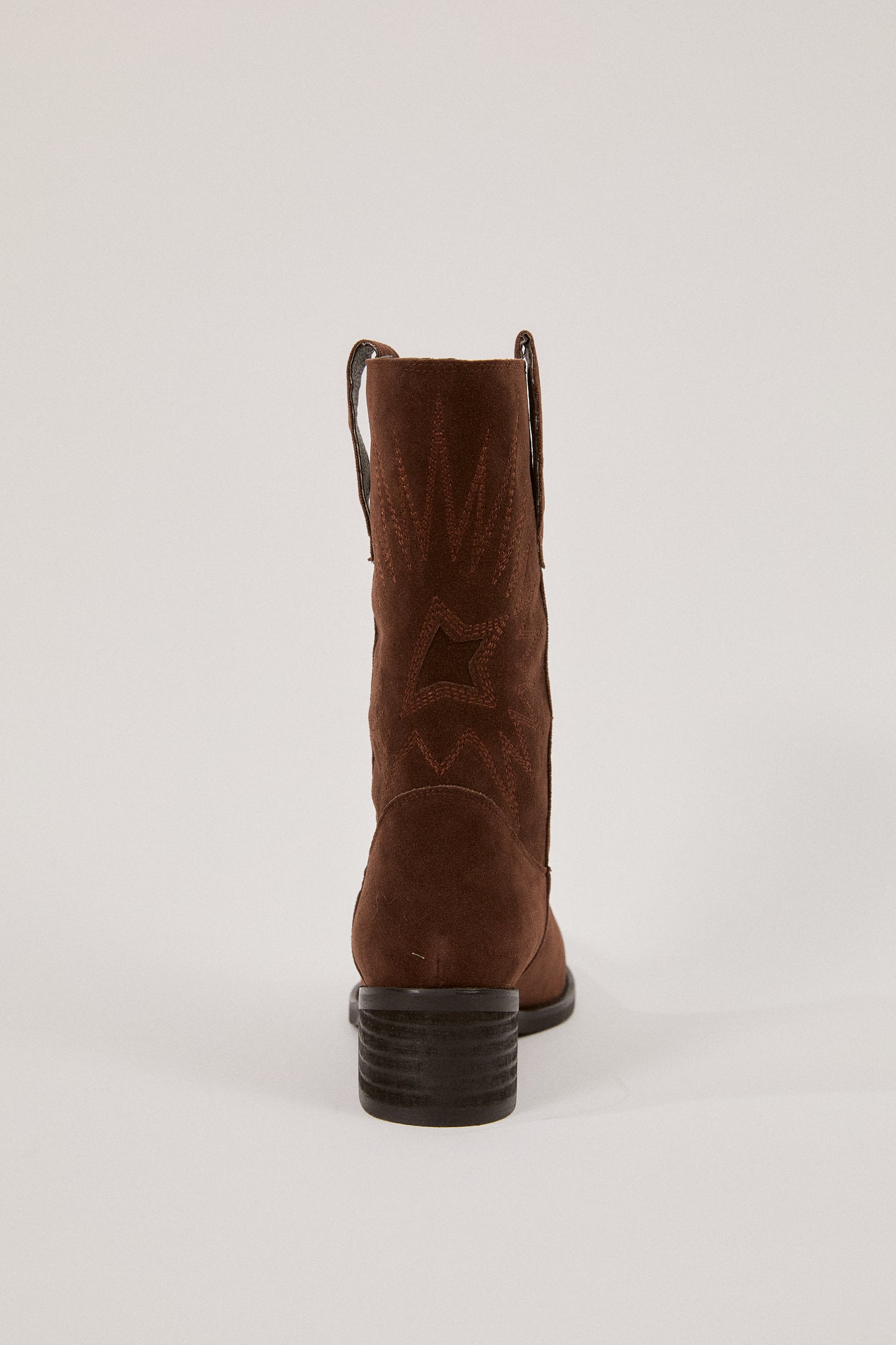 Vegan Suede Western Boots, Dark Brown