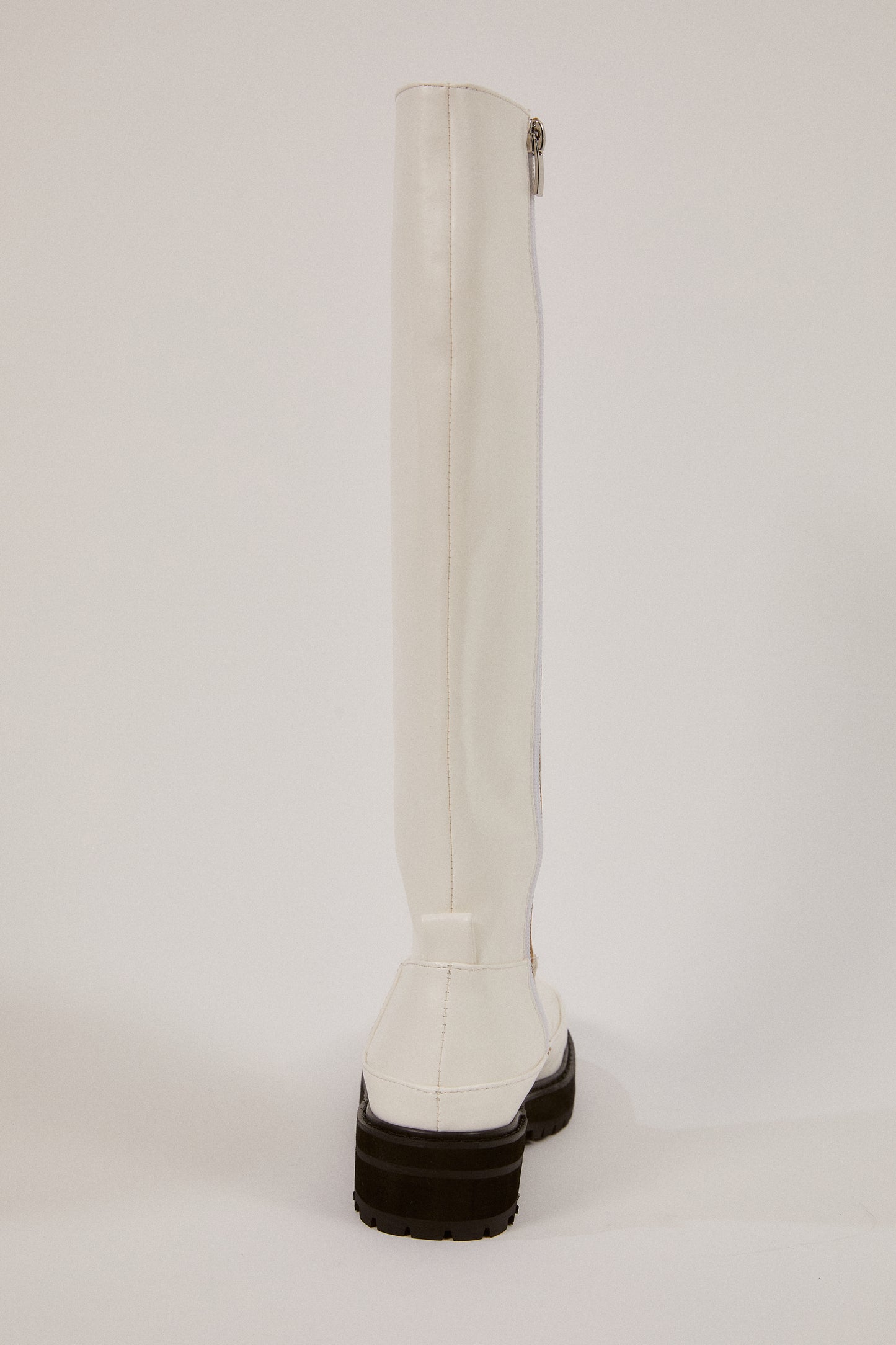 Chunky Lug Sole Tall Boots, White