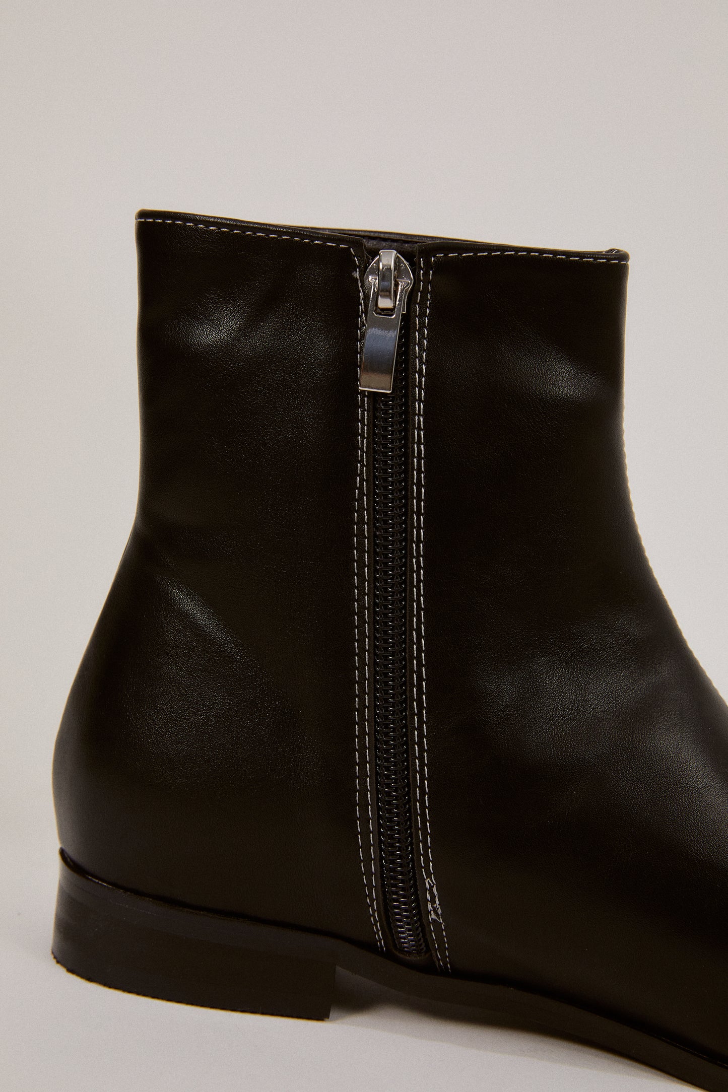 Stitched Side Zip Ankle Boots, Black