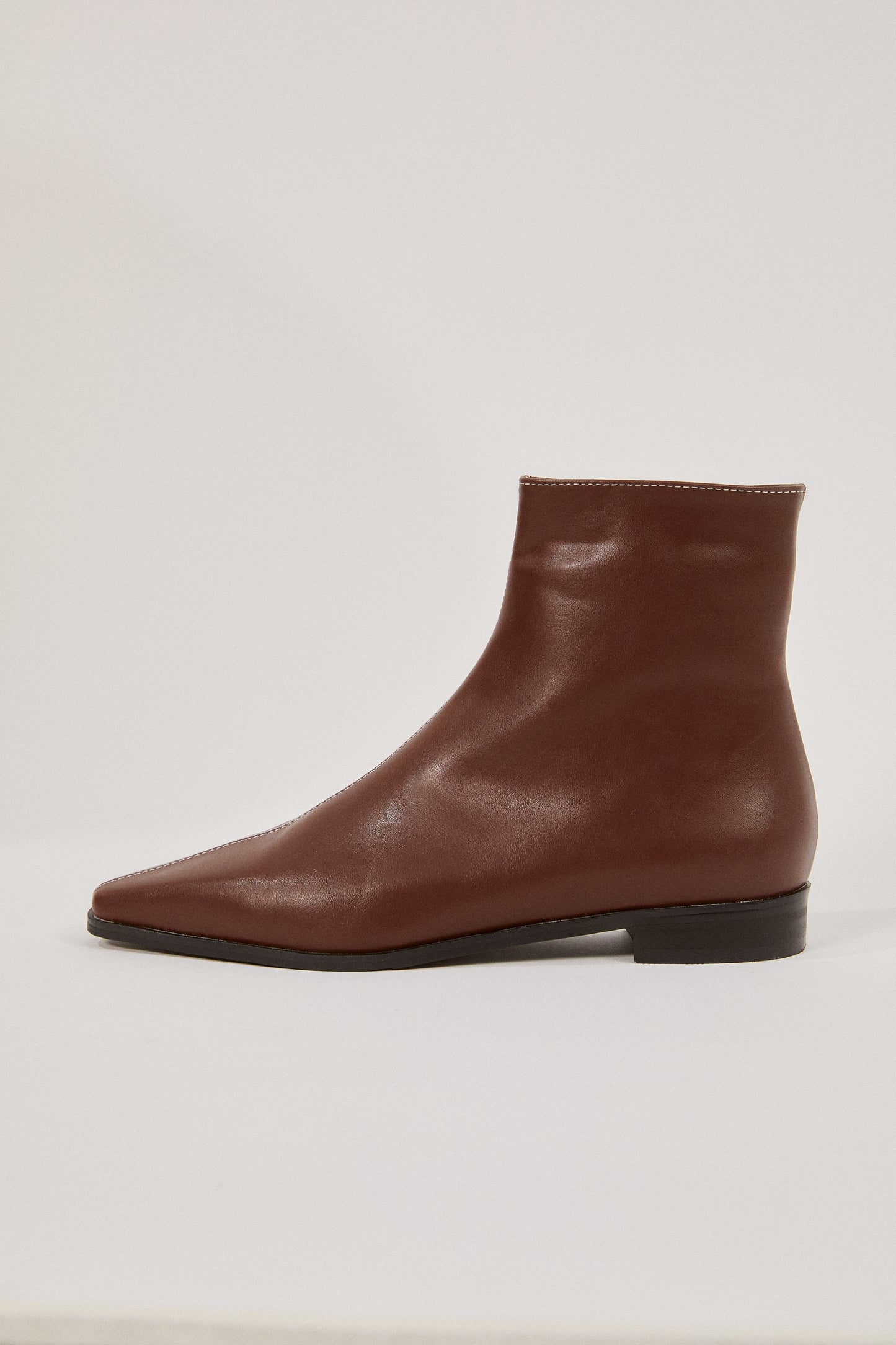 Stitched Side Zip Ankle Boots, Sepia Brown