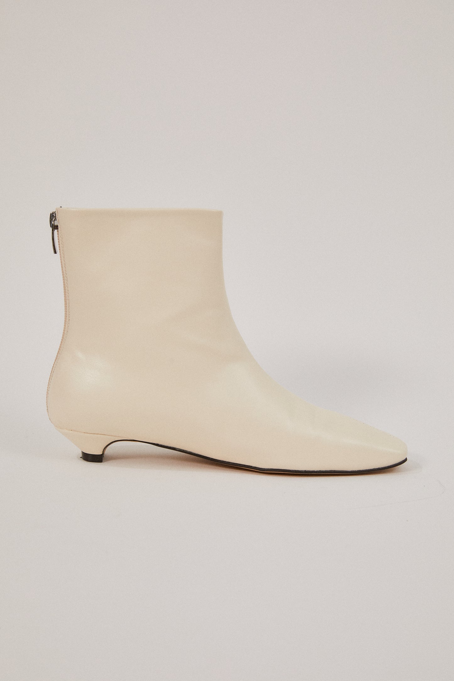 Soft Leather Cowboy Ankle Boots, Cream