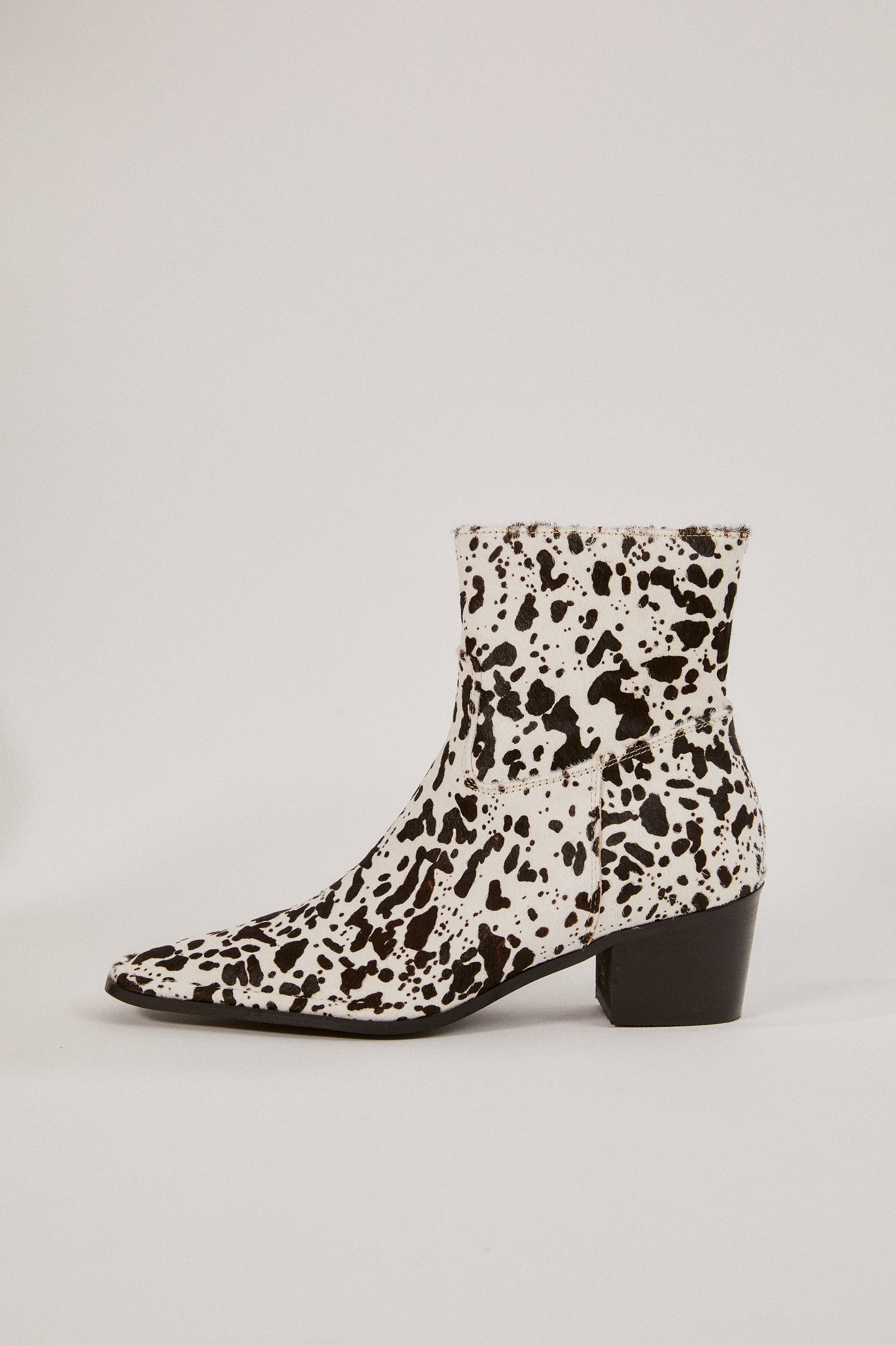 Faux Cow Furskin Ankle Boots, Dalmatian