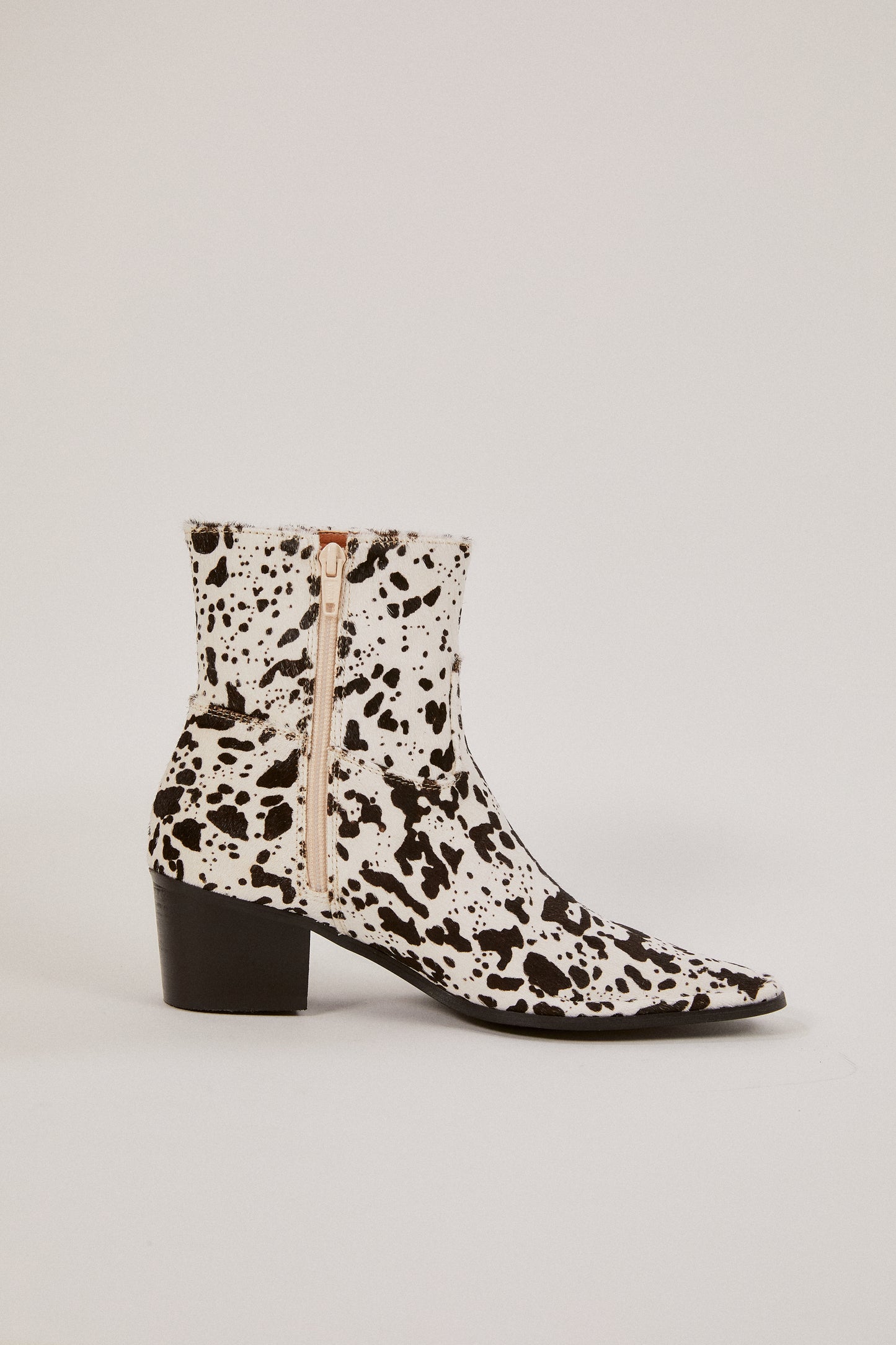 Faux Cow Furskin Ankle Boots, Dalmatian