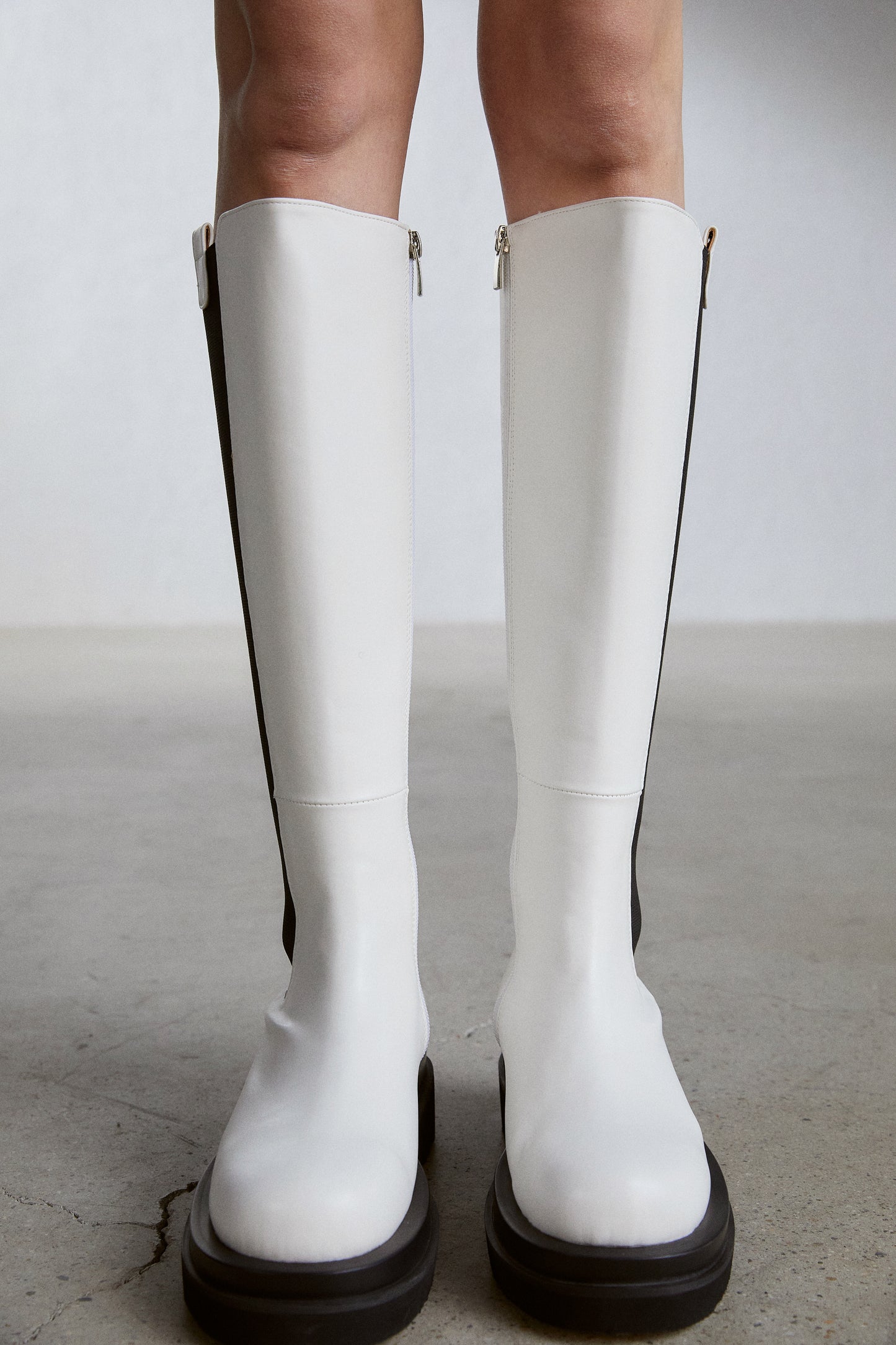 High Platform Knee Boots, Ivory