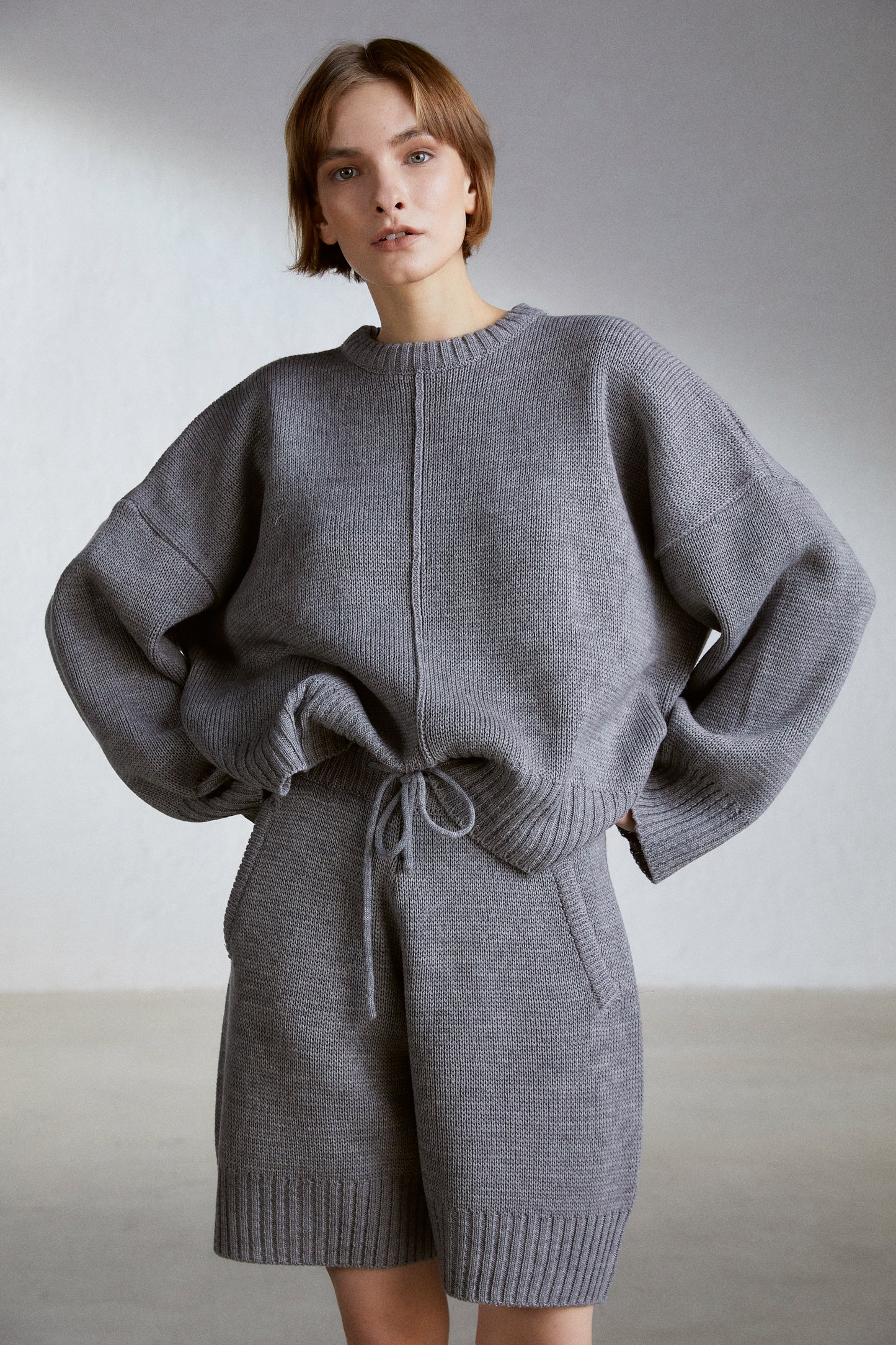 Cozy Sweater And Shorts Set, Storm Grey
