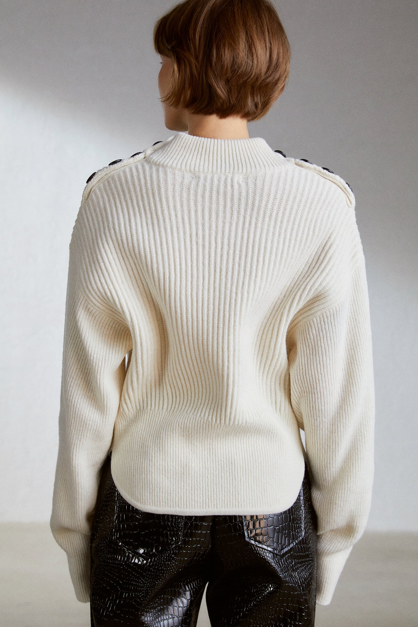Cut-Out Chunky Knit Sweater, Ivory