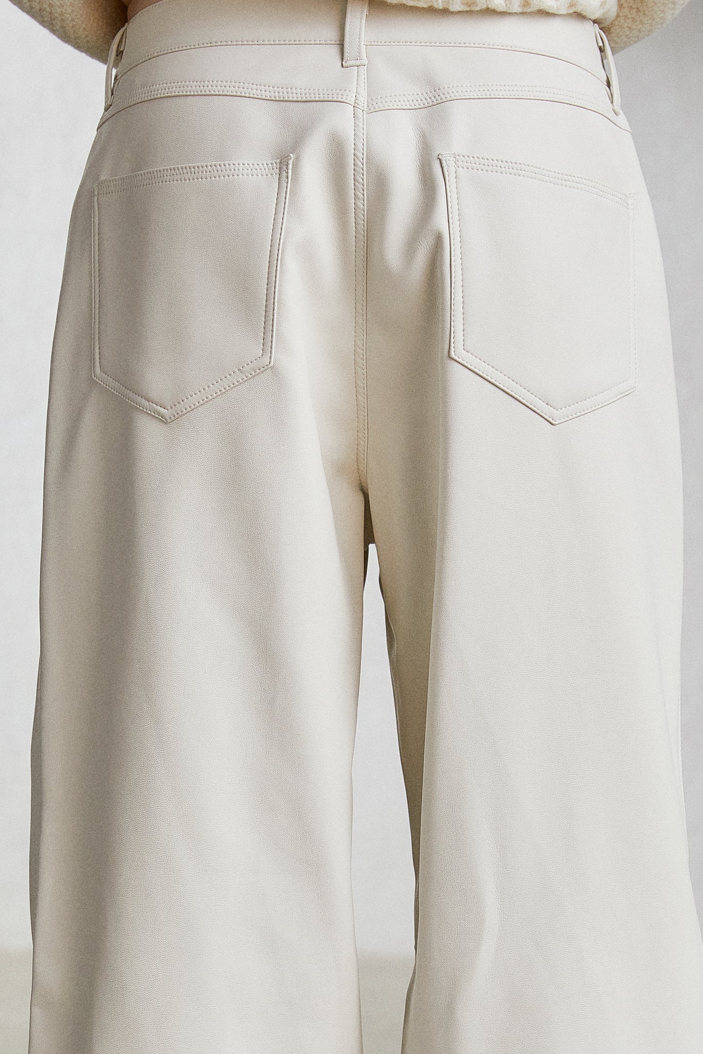 Soft Vegan Leather Pants, Ivory