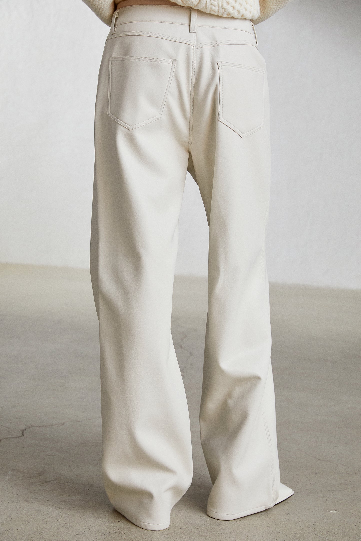Soft Vegan Leather Pants, Ivory