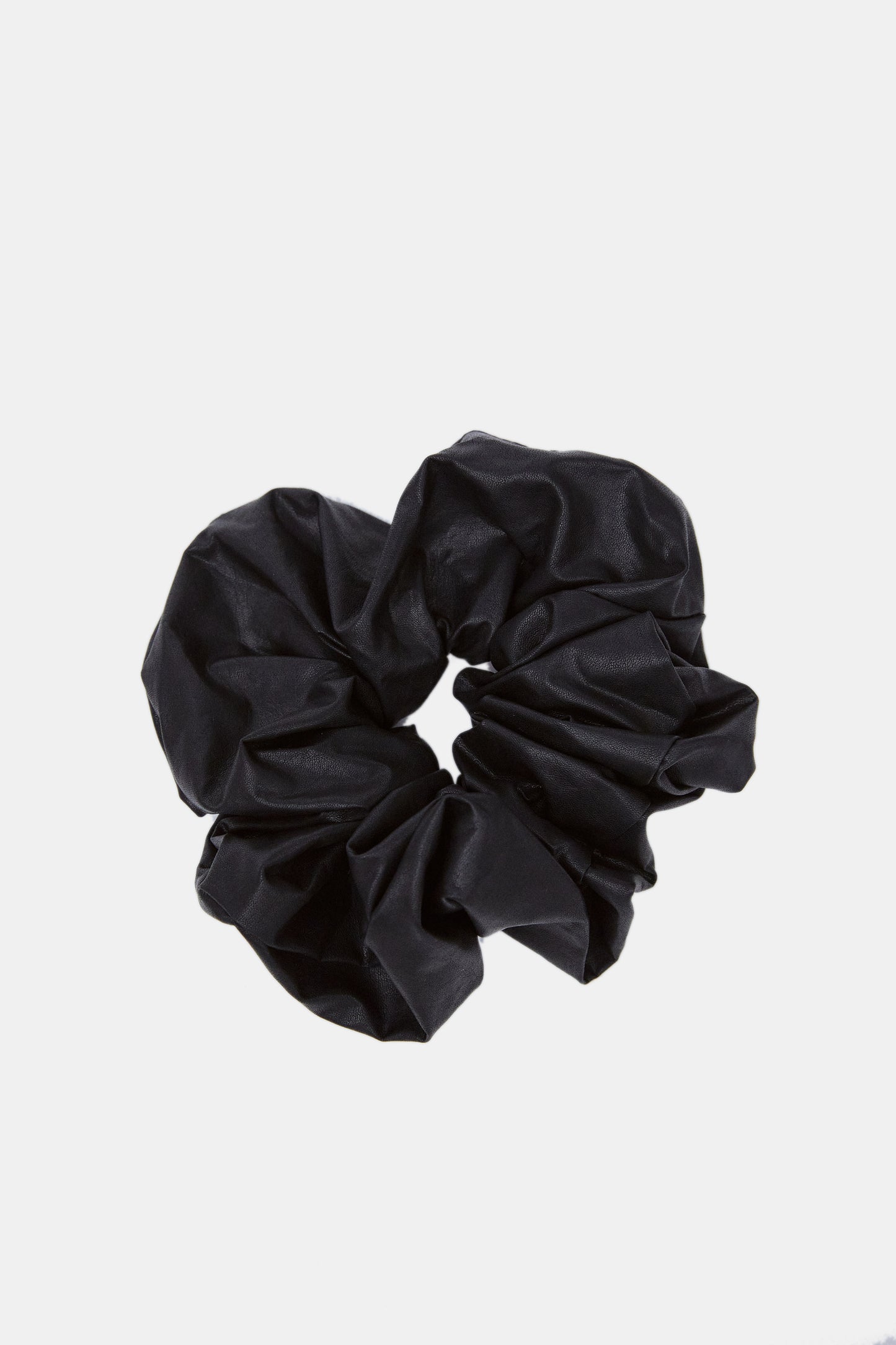 Oversized Leather Scrunchie, Black