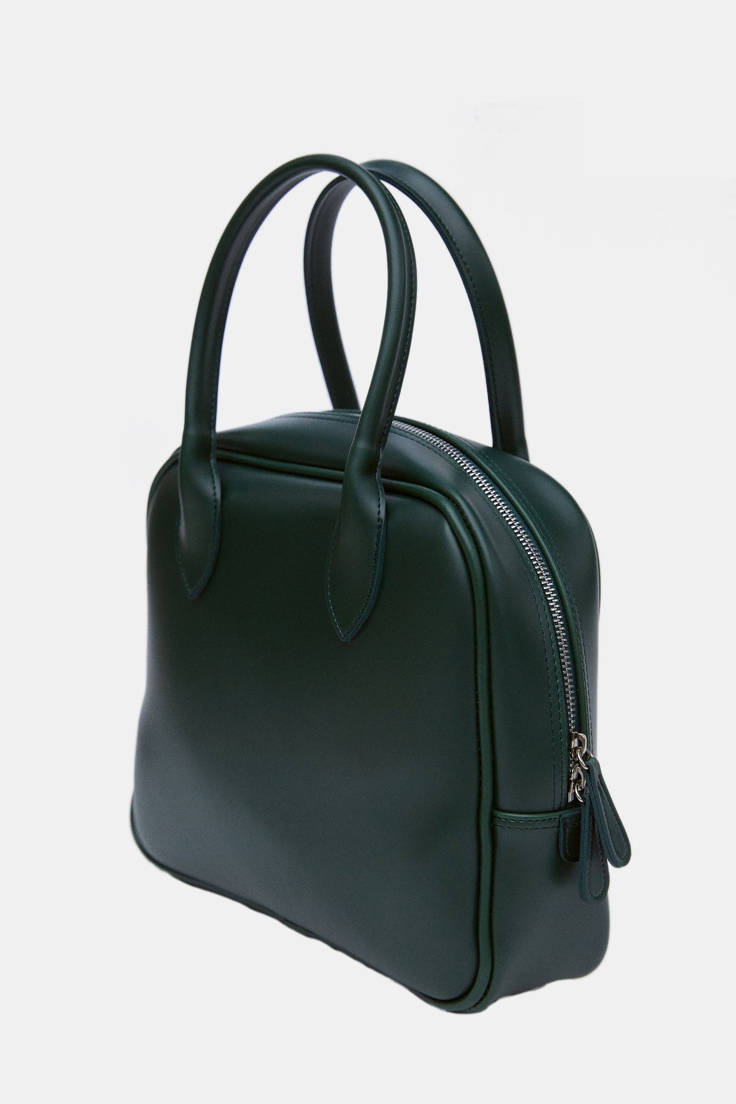 Squared Leather Bag, Dark Green