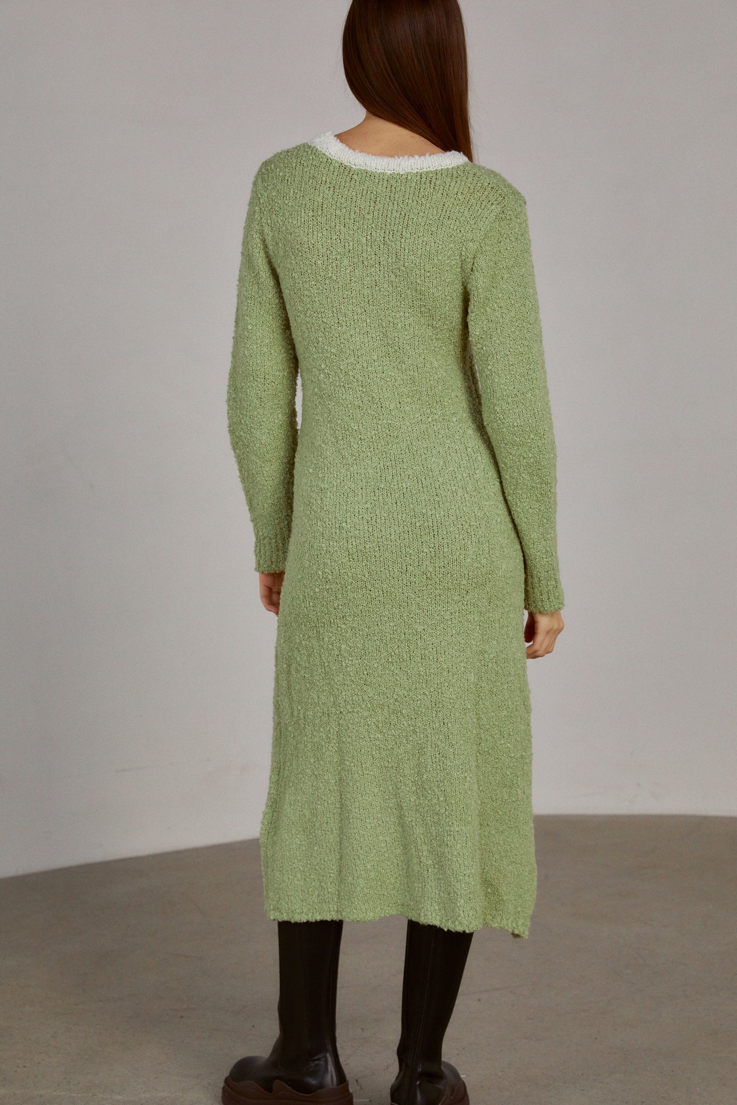 Boucle Knit Dress, Sage Green