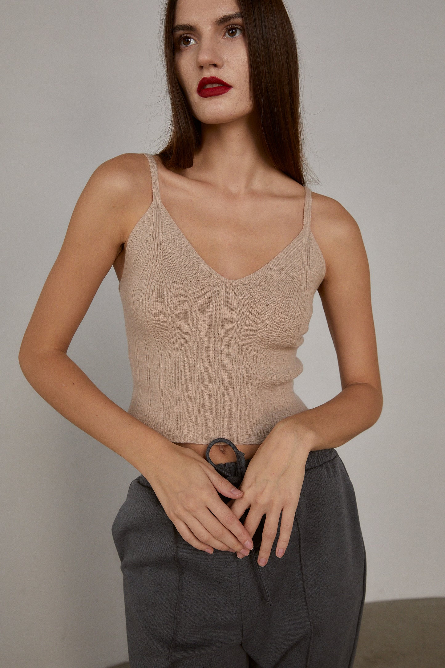 Knitted Tank Top, Taupe