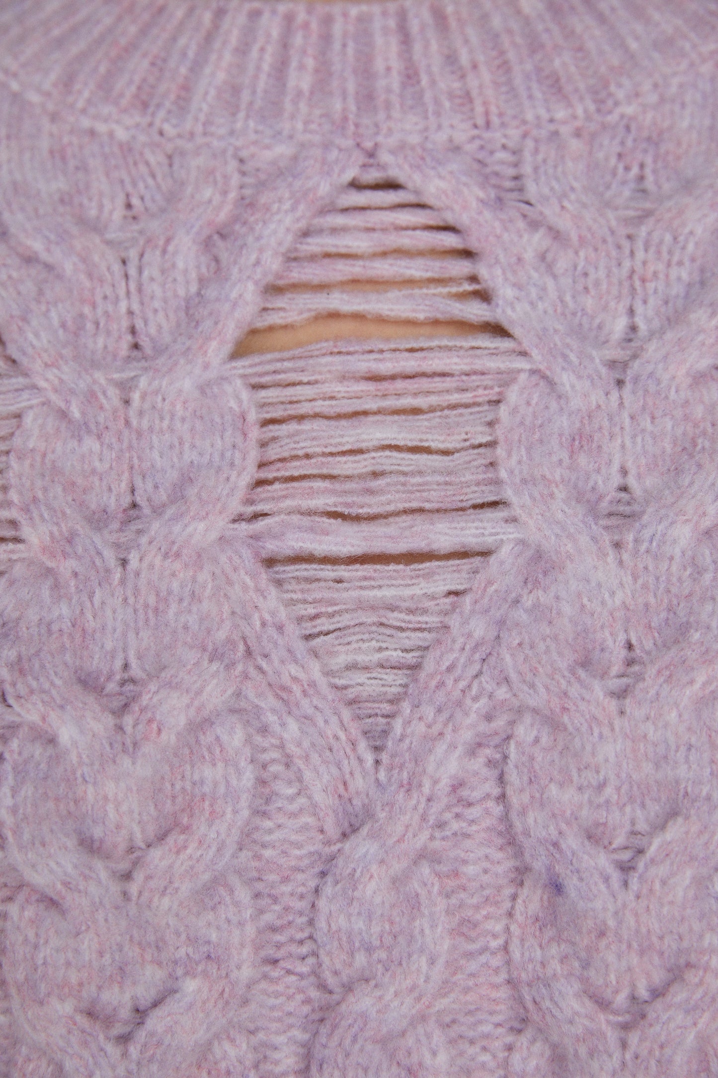 Textured Cable Knit Sweater, Lavender Pink
