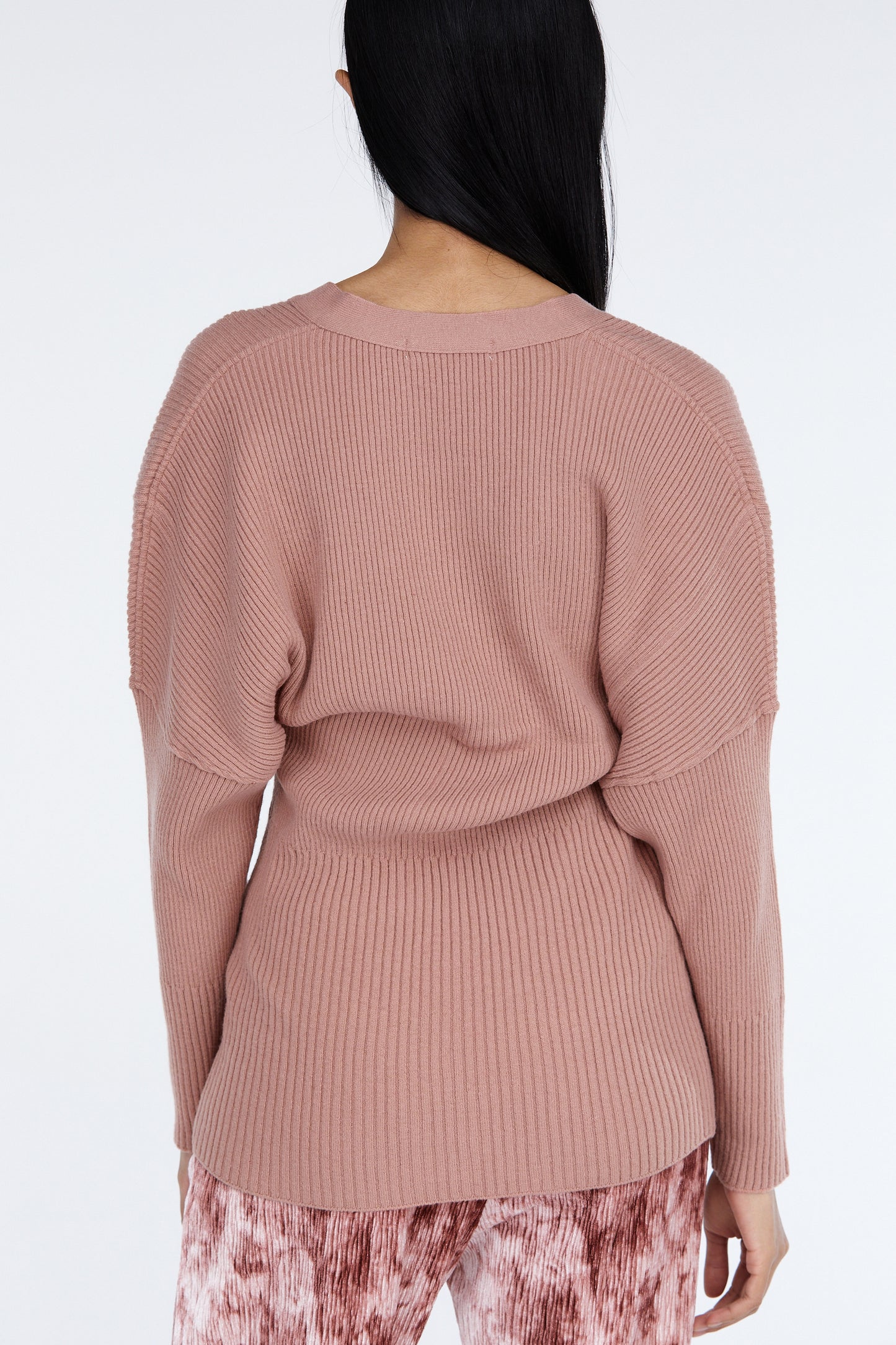 Fitted Waist Cardigan, Dusty Pink
